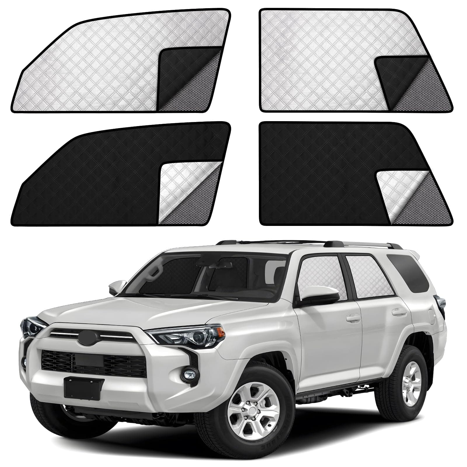 ZATOOTO Side Window Shade Cover for Toyota 4Runner 2017-Now, Double Layer Window Sunshade with Breathable Mesh Screen and Reversible Design Blackout Privacy Shade & UV Protection for Sleeping Camping