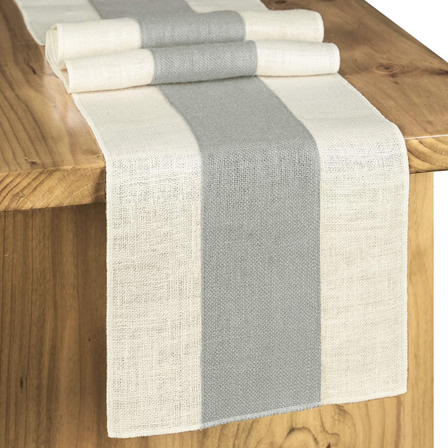 Letjolt Burlap Table Runner Rustic Table Runner Farmhouse Tabletop Decor Jute Woven Fabric, Gray 12x108 Inches