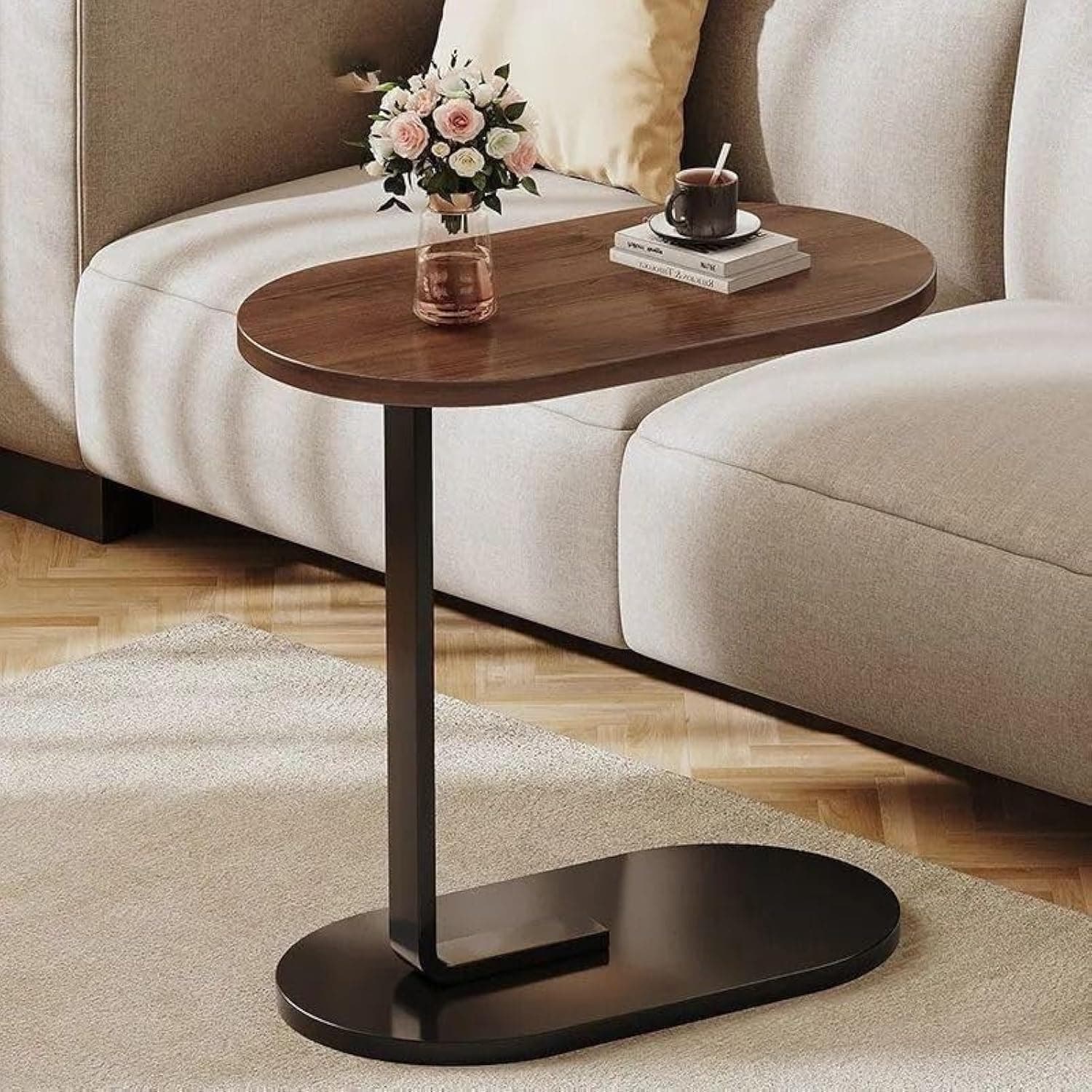 CLINES Home Side Tables for Small Spaces,Anti-Rust Waterproof Sofa Side Table Small Coffee Table Anti-Rust Waterproof, End Tables for Living Room Bedroom Balcony Office (BROWN)
