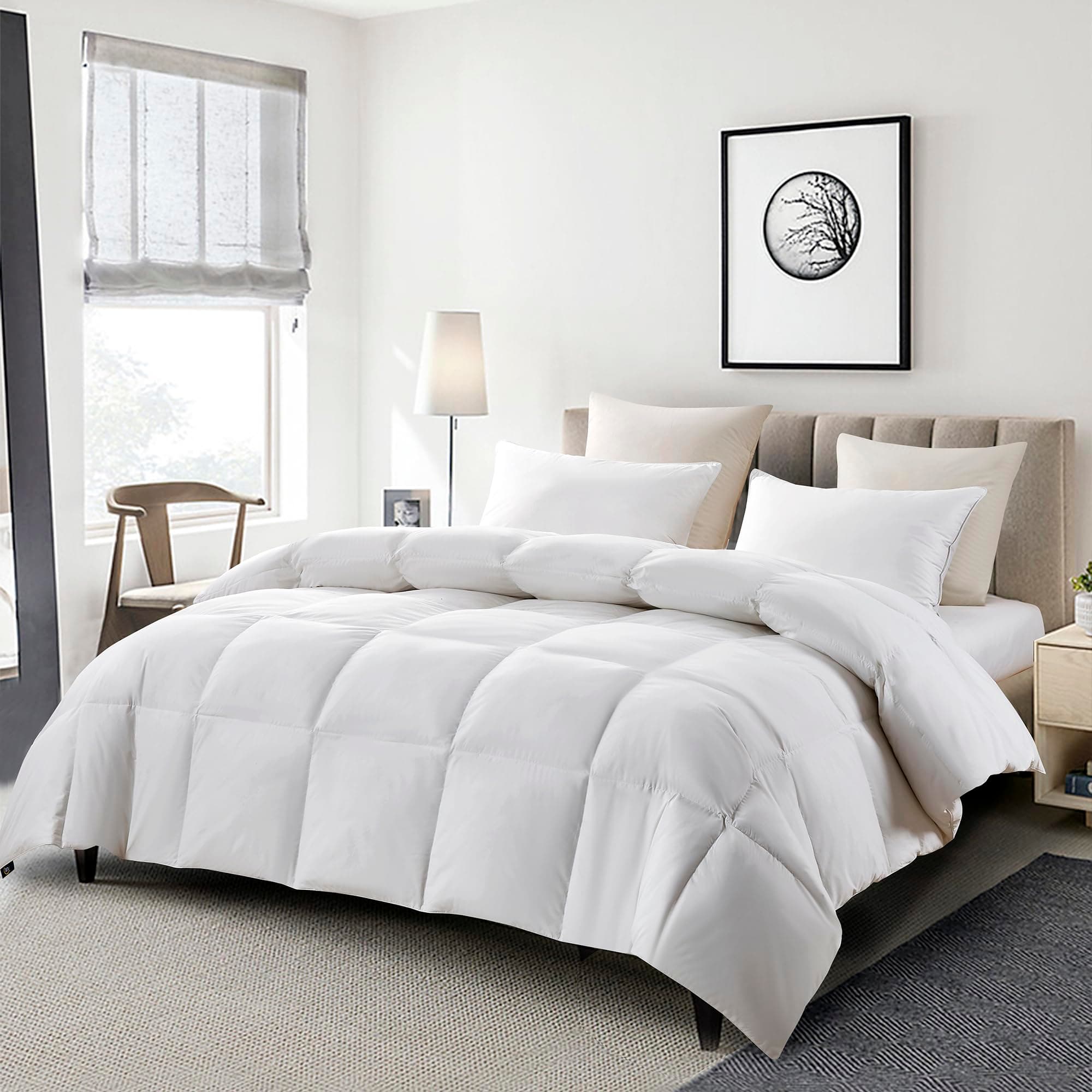 Serta 233 Thread Count White Feather Goose Down Fiber Seasons Warmth Comforter, KING