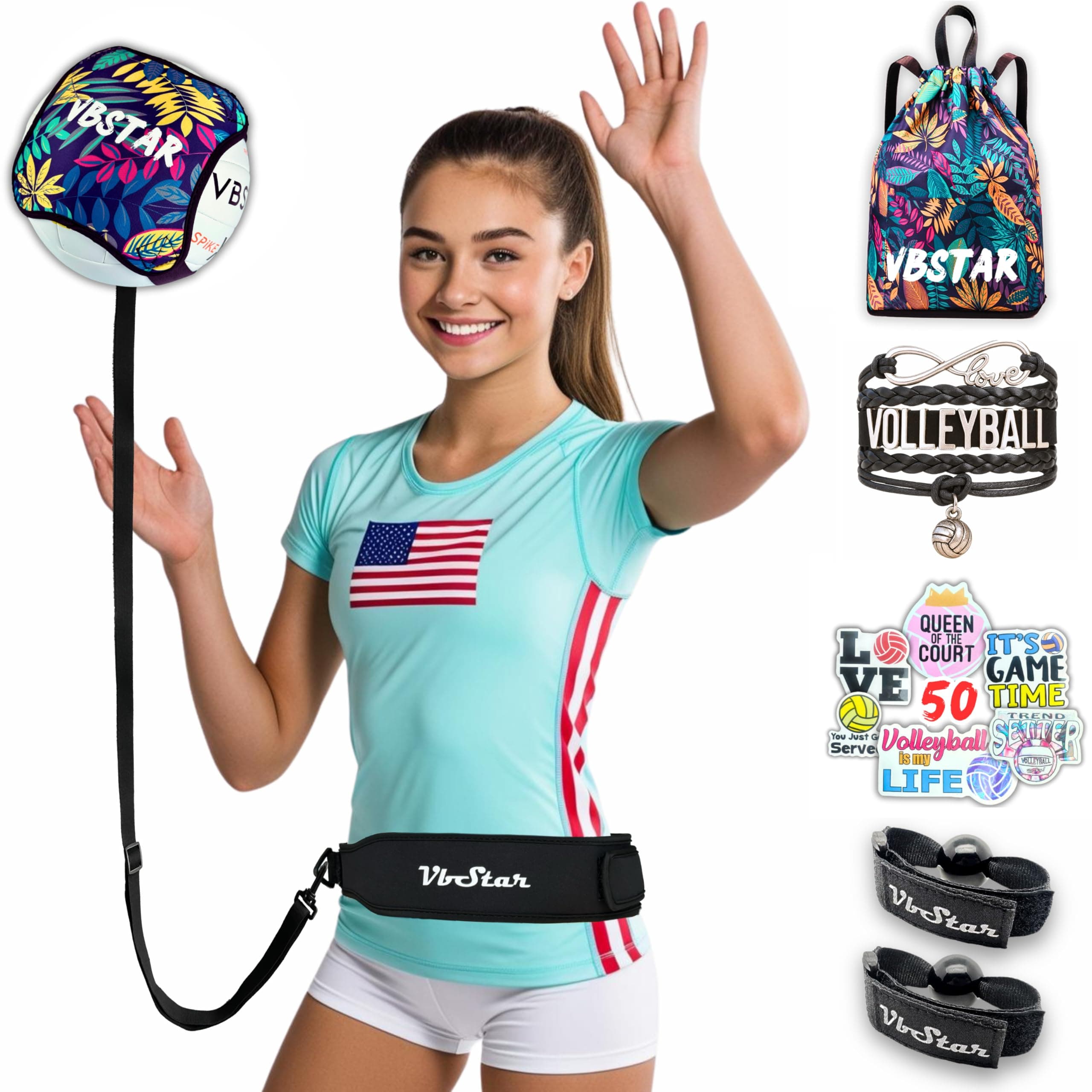 Volleyball Training Equipment Aid - Practice Your Serving, Setting & Spiking with Ease, Great Solo Serve & Spike Trainer for Beginners & Pro, Perfect Volleyball Gift