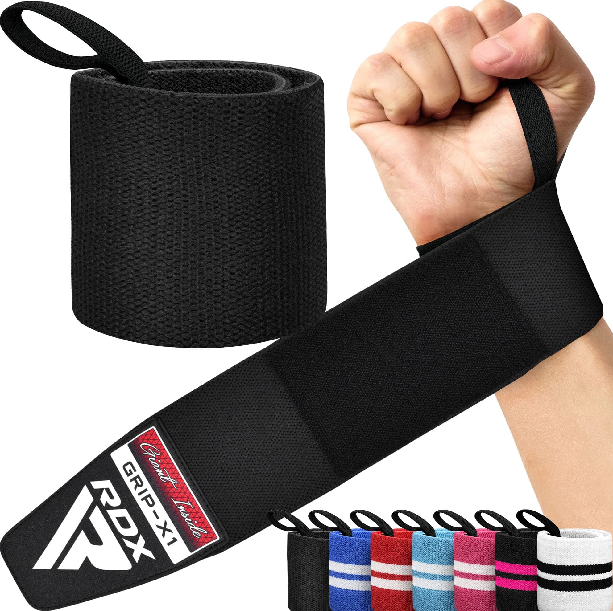 Weight Lifting Wrist Wraps Support, IPL USPA Approved, Elasticated Pro 18” Cotton Straps, Thumb Loop, Powerlifting Bodybuilding Fitness Strength Gym Training WOD Workout, Gymnastics Calisthenics