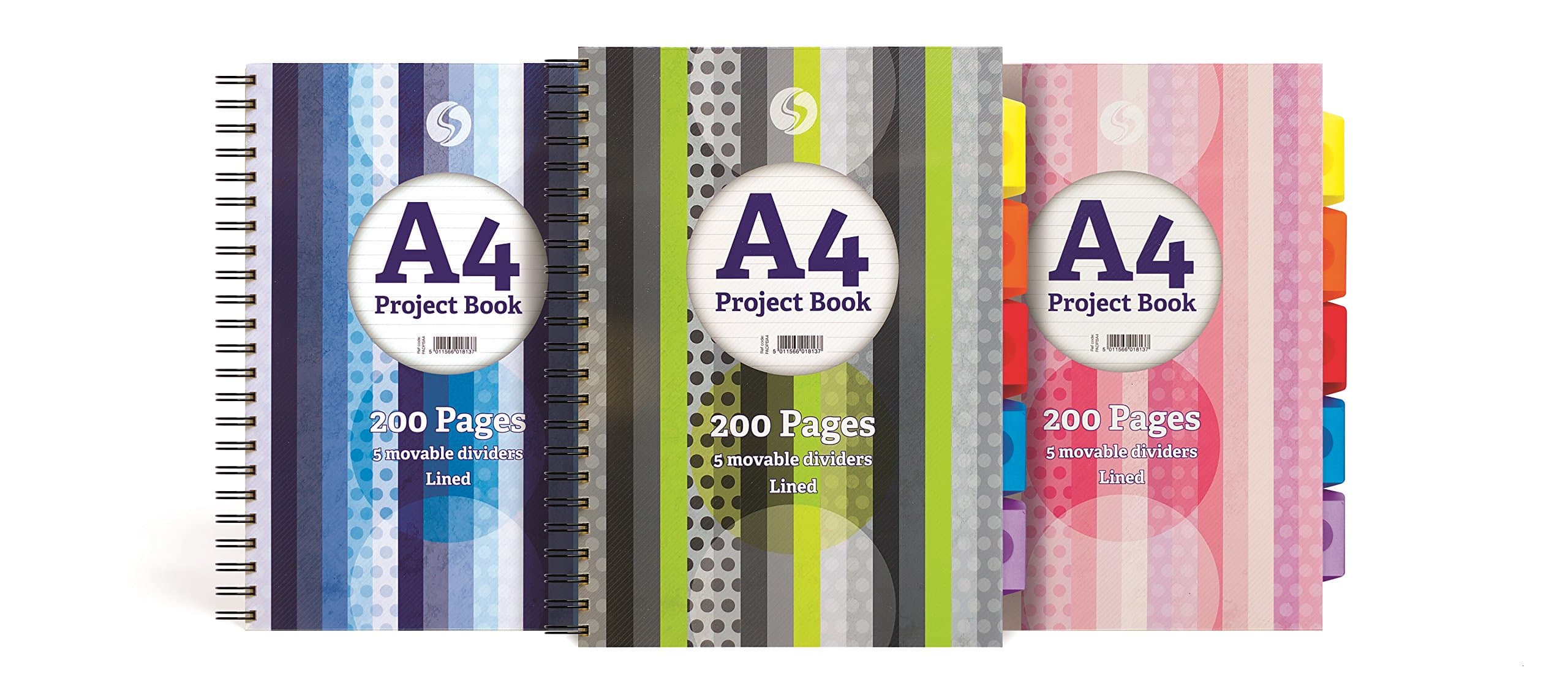 A4 Project Book 200 Pages With 5 Movable Dividers Lined Spiral Notebook