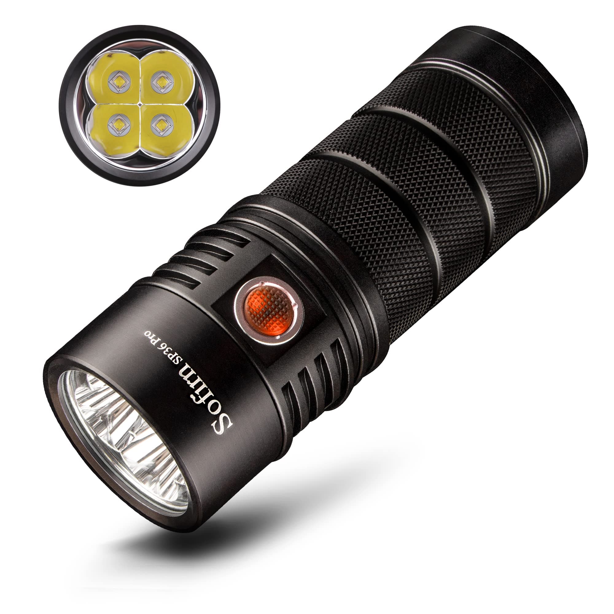 Flashlight High Lumens, 8000 Lumens Super Bright SP36 Pro Powerful Light USB C Rechargeable with 4*LED 5000K, Anduril 2.0 Programmable UI and Charging Cable(SP36Pro 5000k)