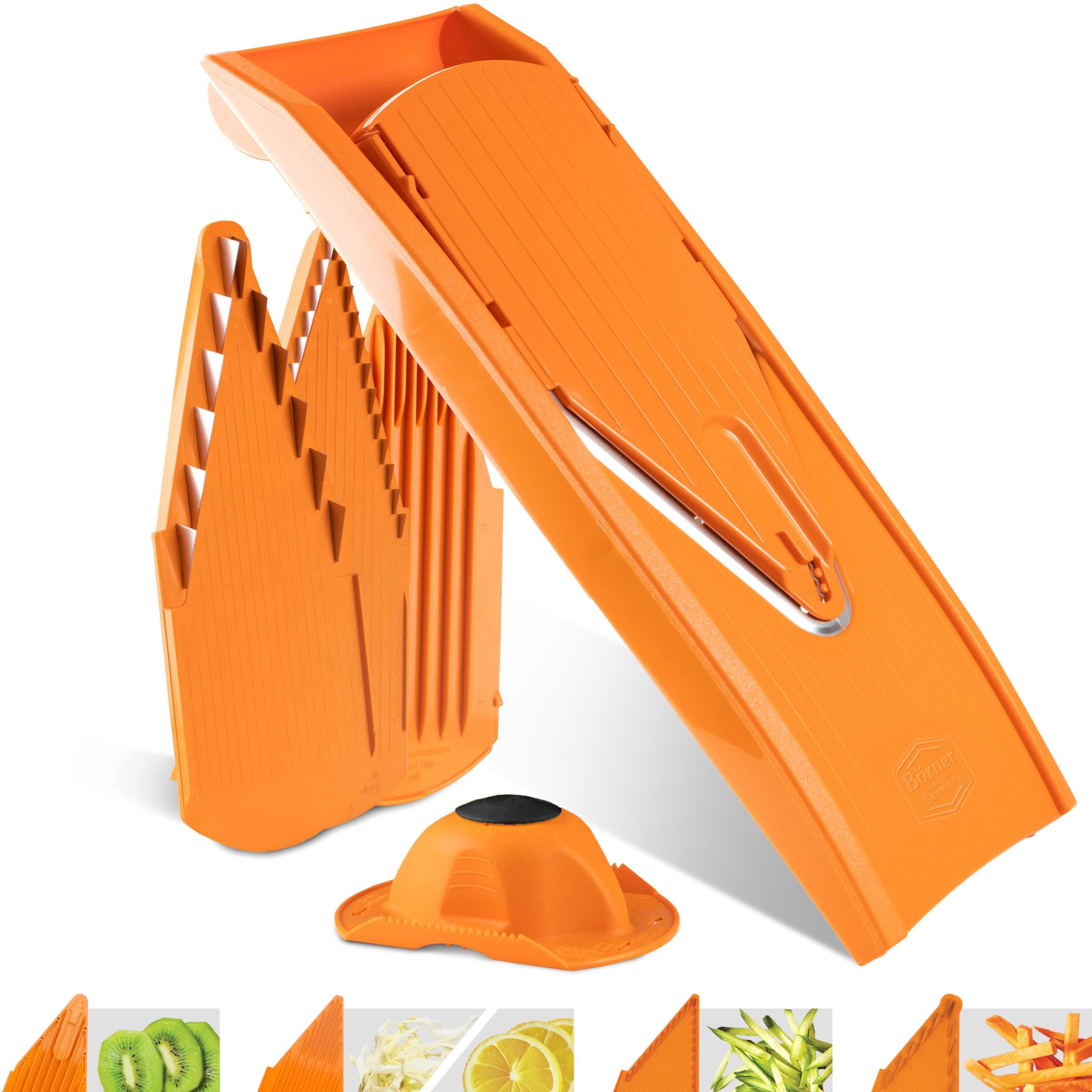 BORNER V Mandoline Slicer Kitchen V1 ClassicLine Starter Set | Vegetable Grater Börner - Quality Made in Germany, Color:Orange