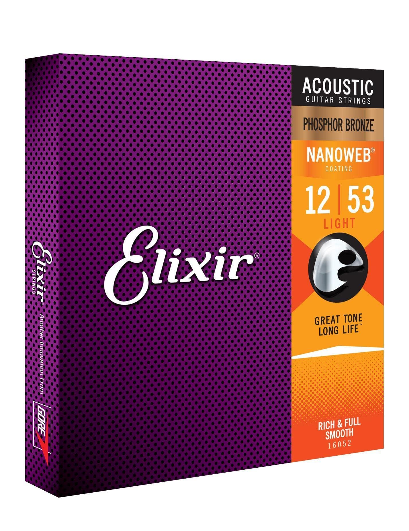 Elixir 16052 Acoustic Phosphor Bronze Nano Light 12-53 (6 Pack Bundle)