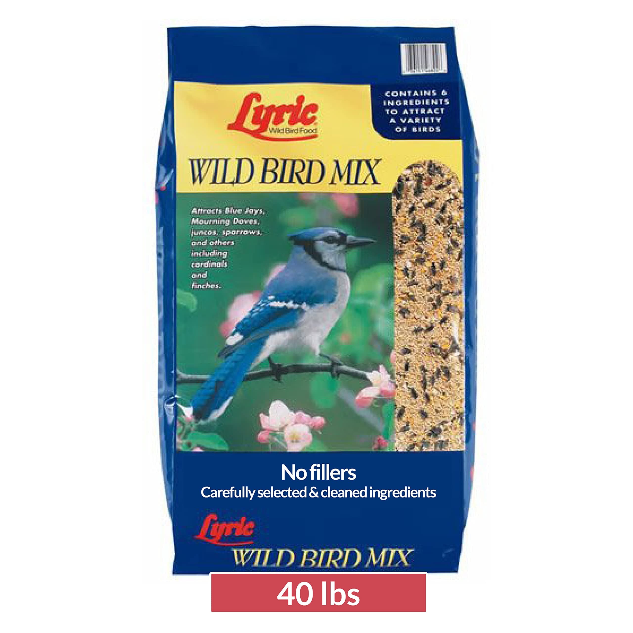 Lyric Wild Bird Mix - Includes Corn, Nuts, and Wild Bird Seed for Outside Feeders, Attracts Doves, Jays and Many More, 40 lb Bag