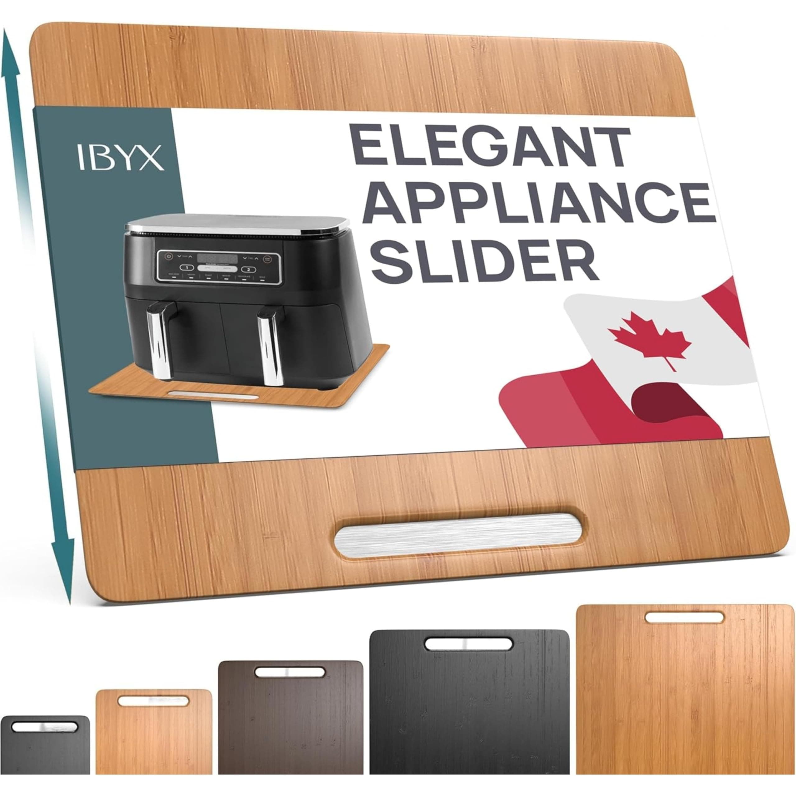 Bamboo Sliding Tray for Kitchen Appliances - Countertop Appliance Slider with Rubber Wheels for Coffee Machine, Stand Mixer, Air Fryer - Worktop Rolling Tray (Natural, 40.5 x 33 x 2 cm)