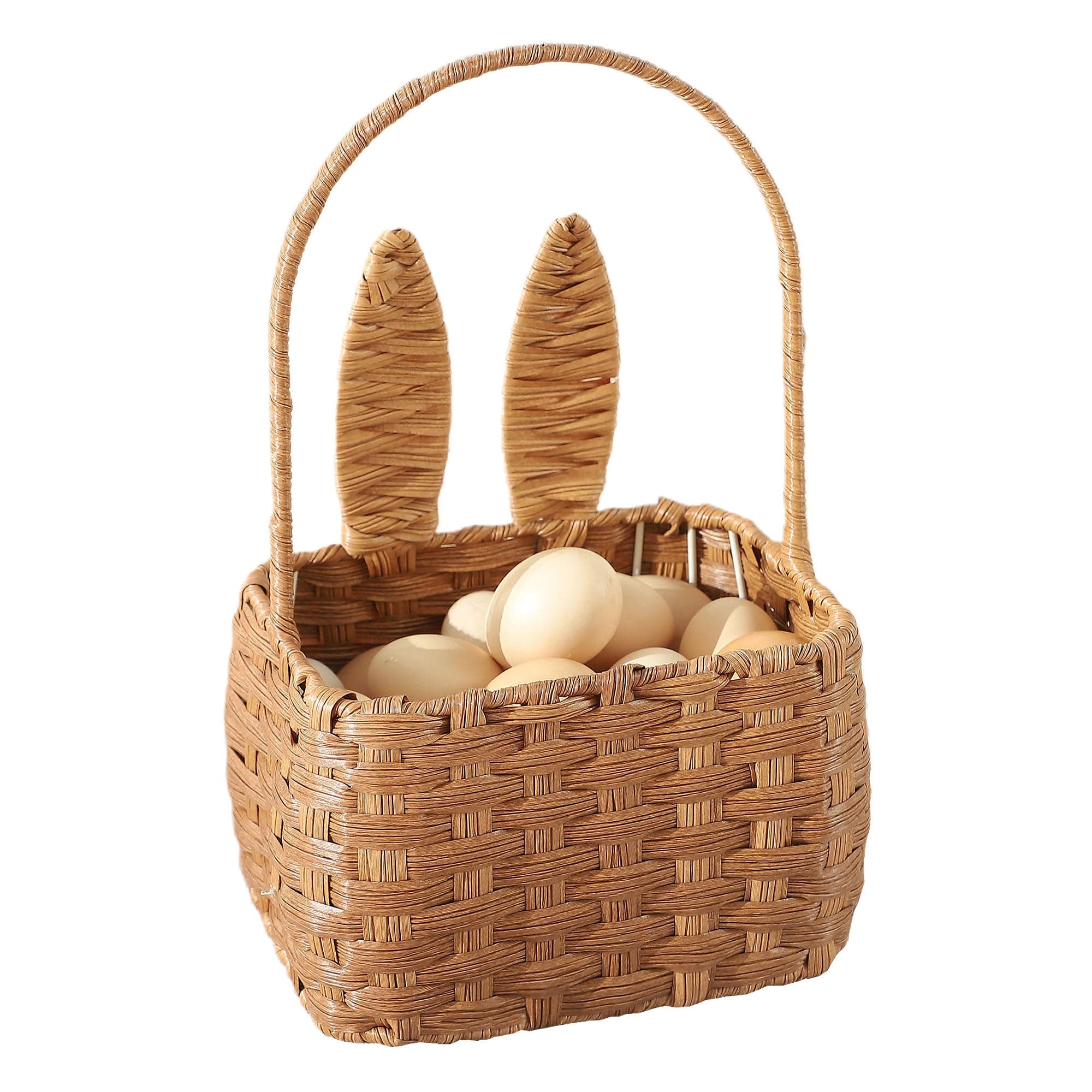 Easter Basket with Handle Kids Bunny Easter Baskets Rabbit Harvest Flower Girl Hunt Toy Mini Picnic Wine Woven Baby boy Fruit Birthday Organizer Egg Dorothy Cute Cookies Beach Storage