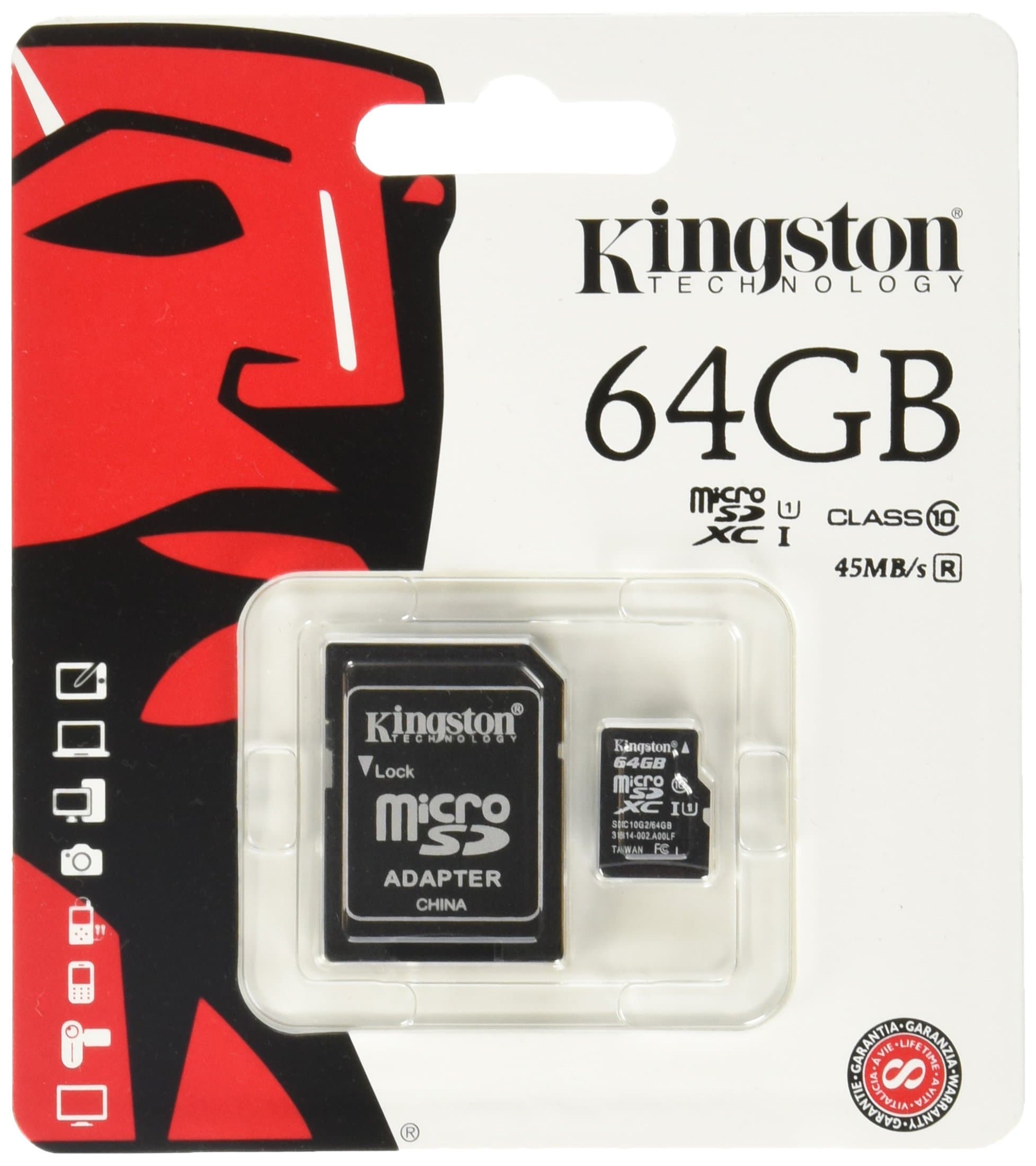 Kingston Technology 64GB Class 10 Micro SDXC Flash Card