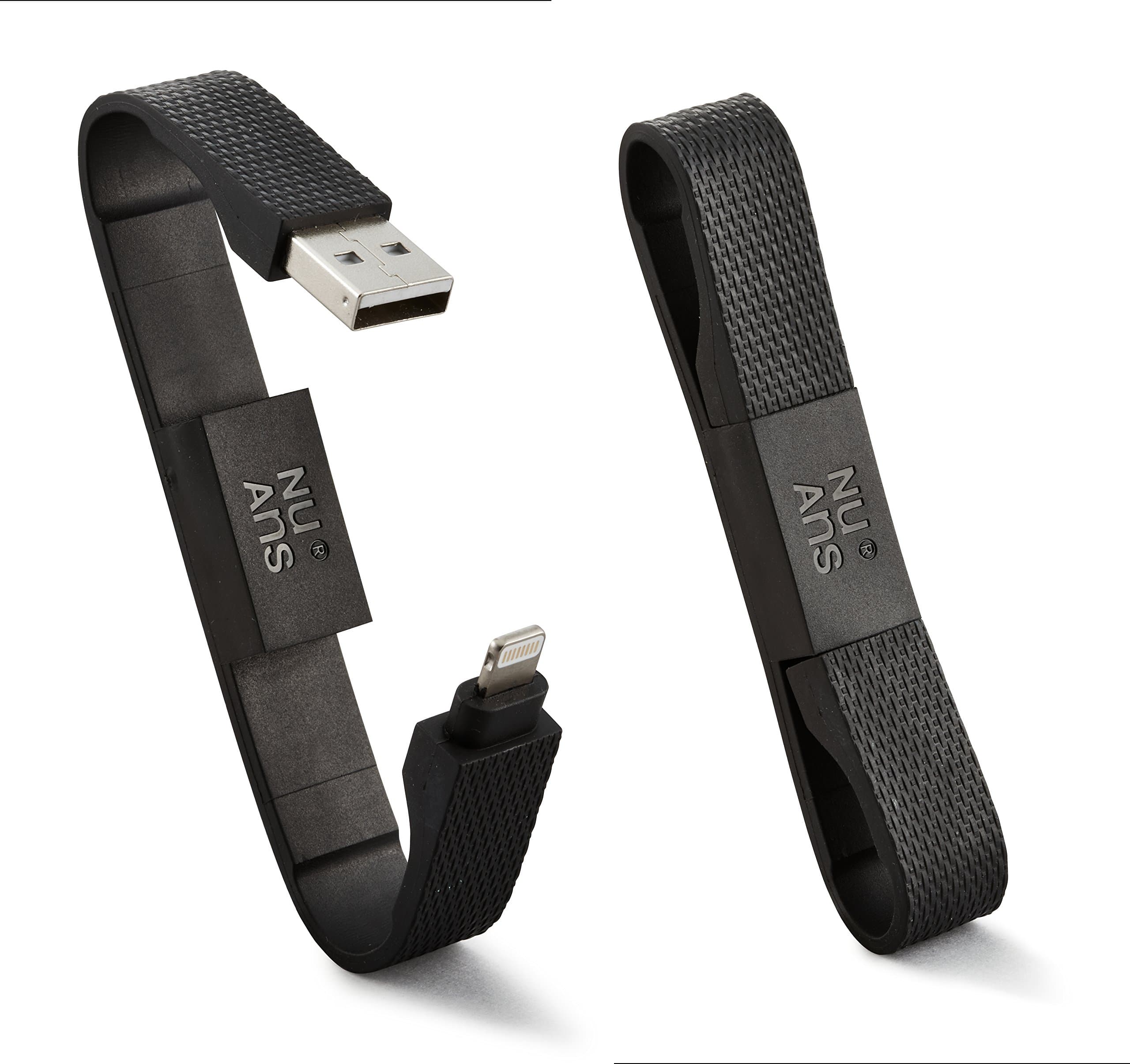 NuAns [BANDWIRE] MFi Lightning Cable, Tangle-Free Flat, Key-Chain Type 6" Short Lightning for iPhone & iPad, Black - Reddot Design Award, iF Design Award & Good Design Award | Under $25, Gift