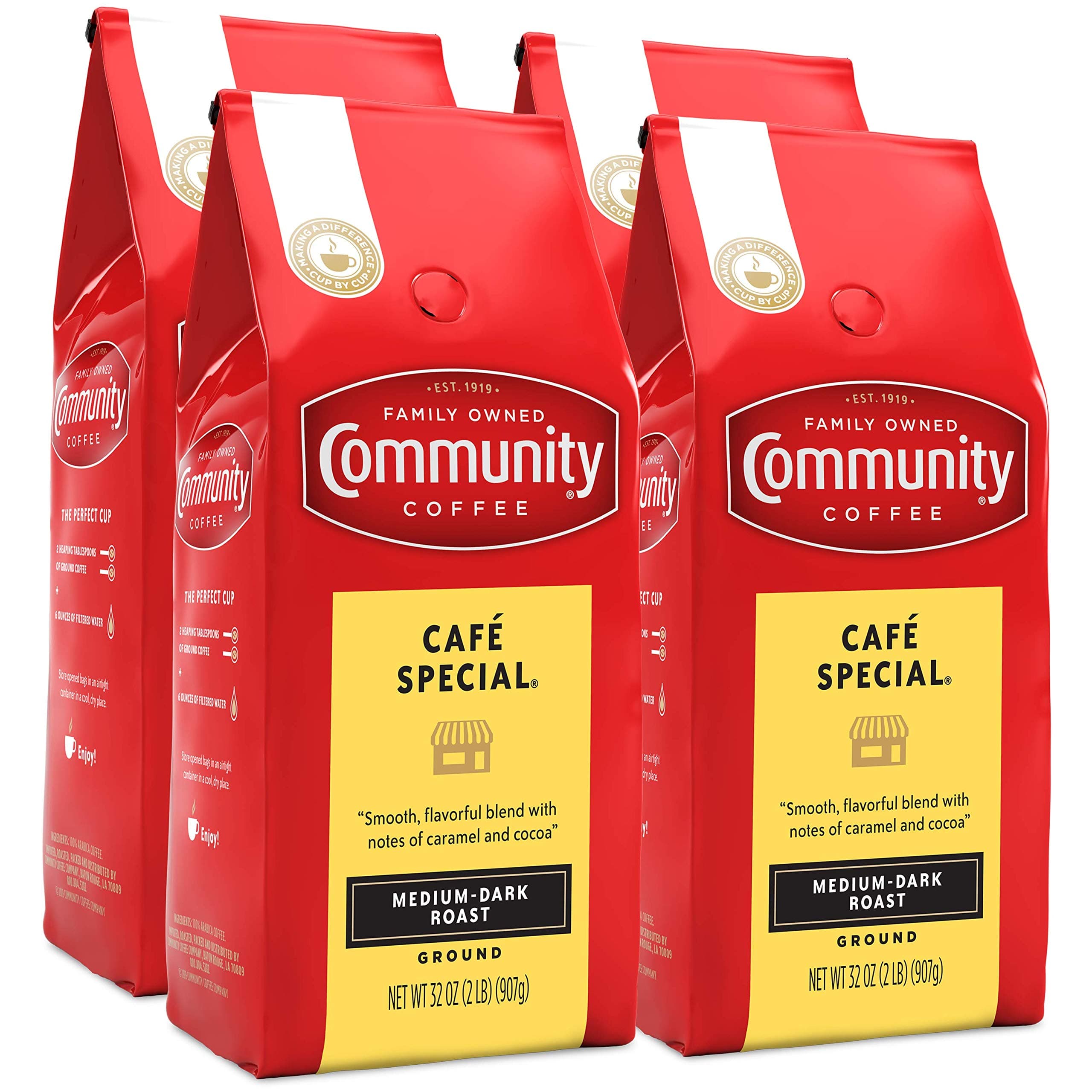 - Café Special Blend Ground Coffee, Medium-Dark Roast, 32 Ounce Bag (Pack of 4)