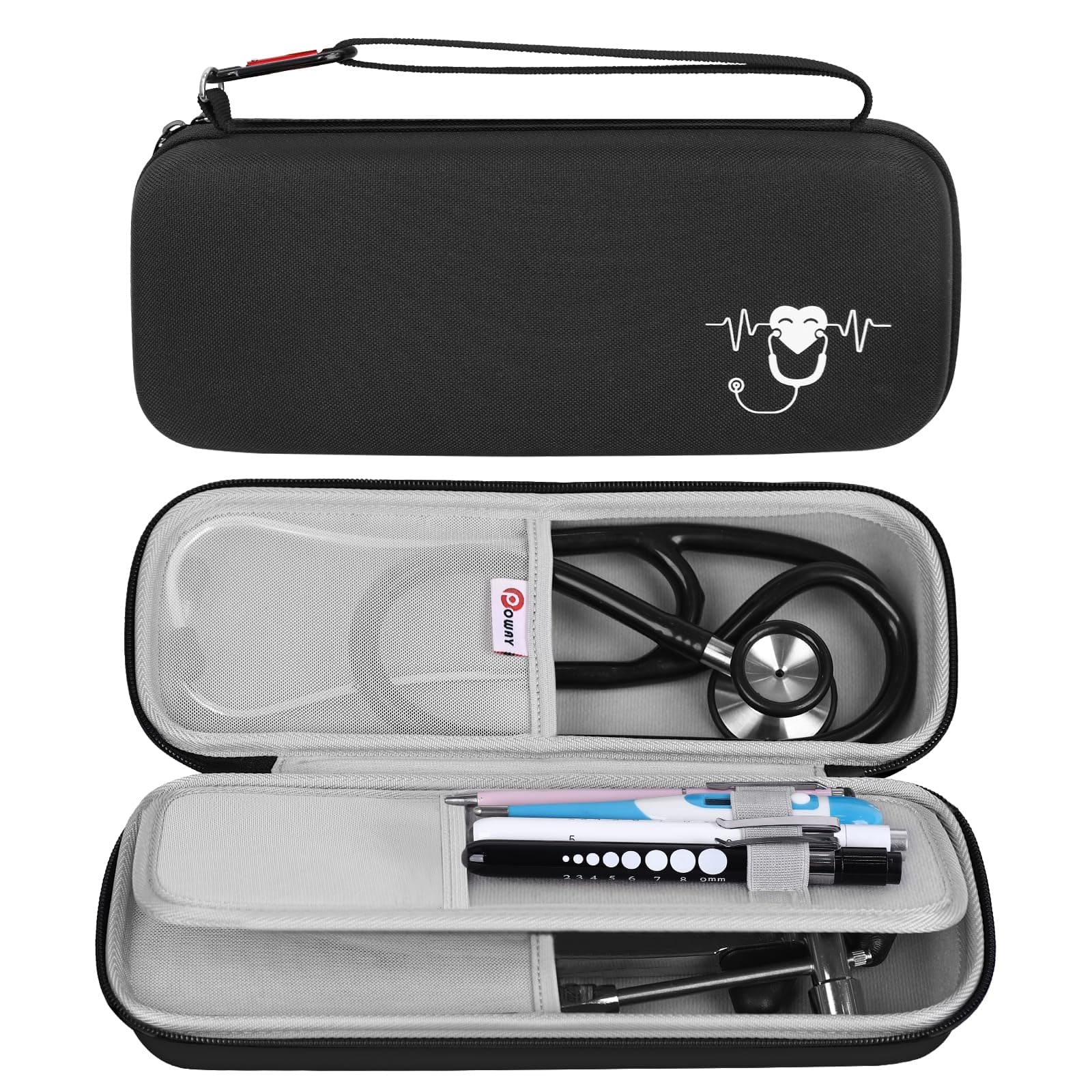 Stethoscope Carrying Case, Hard Stethoscope Case Compatible for 3M Littmann Classic III, Cardiology IV Diagnostic, MDF Acoustica Stethoscopes and Other Nurse Accessories (Black)