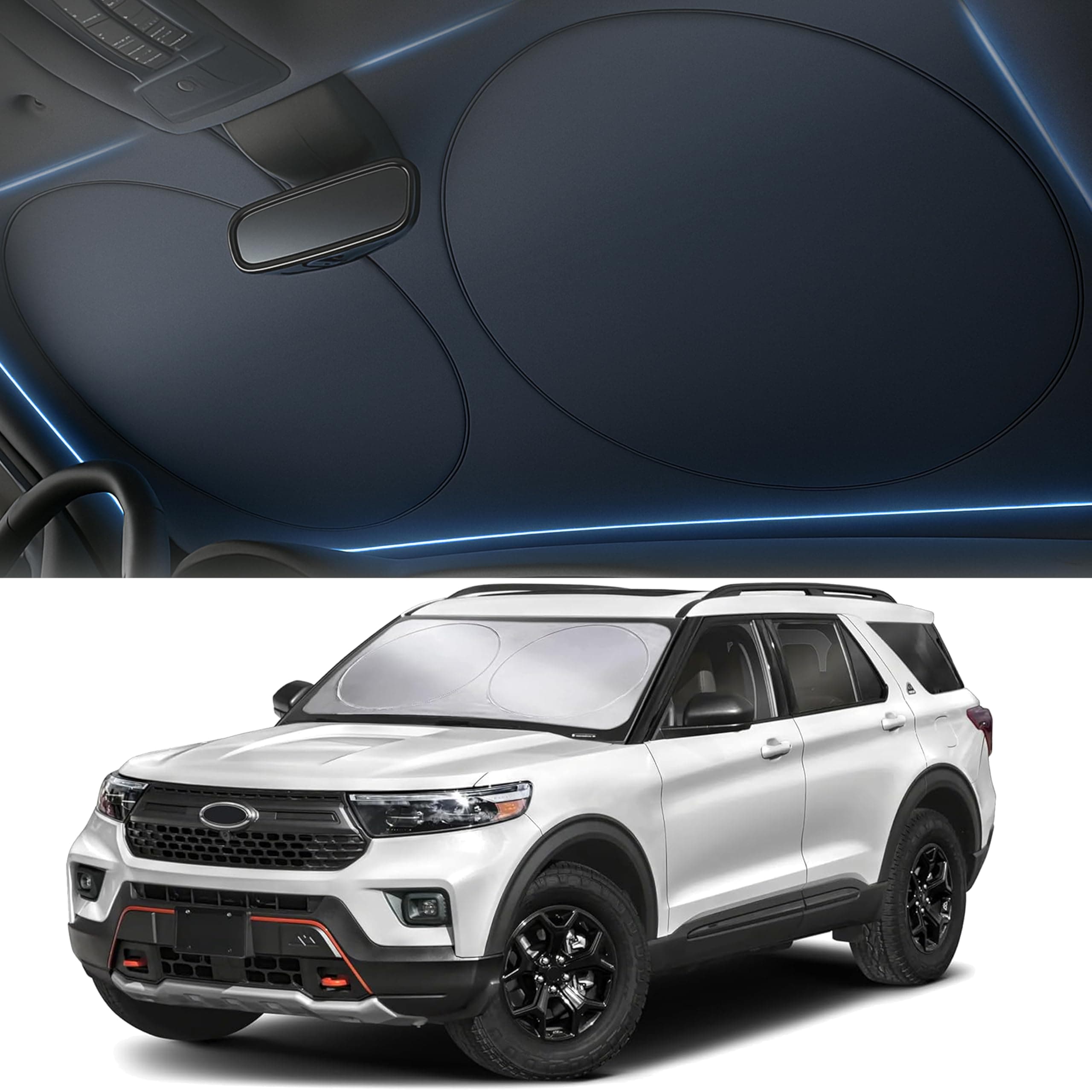 Foldable Car Windshield Sun Shade – 280T Thickened Reflective UV & Heat Shield with Storage Bag, Keeps Interior Cool, Universal Fit for Sedans, SUVs & Trucks – Medium (64" x 32")