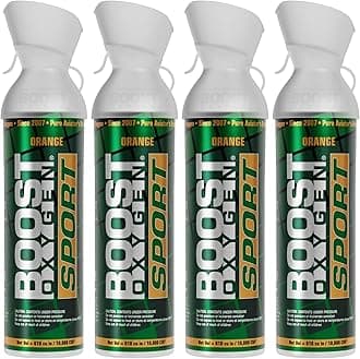 Large Sport Orange Aroma 10 Liter Canister | Respiratory Support for Aerobic Recovery, Altitude, Performance and Health (4 Pack)