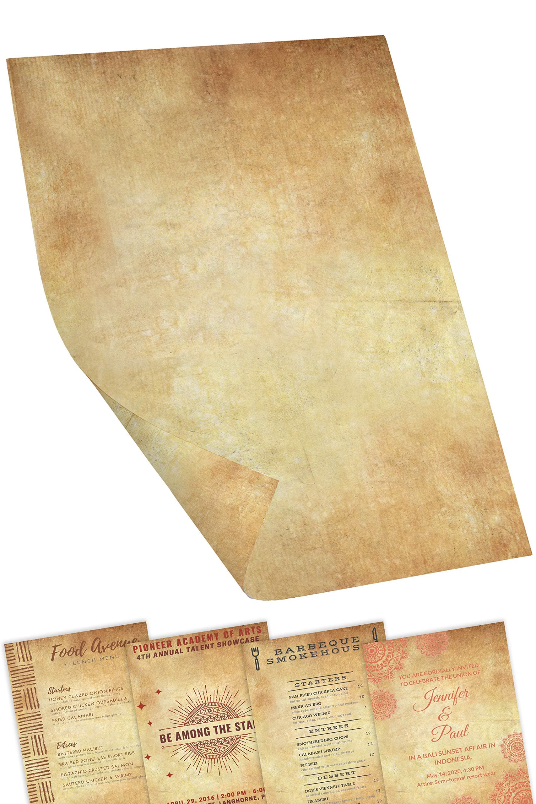 Tiberius Certificate Paper, Scroll Papyrus Effect, Like Decorative Parchment Paper, Printing & Craft, Letter Writing - 60 Sheets, A4, Double Sided, Printer Friendly, 100 GSM - Astra Print