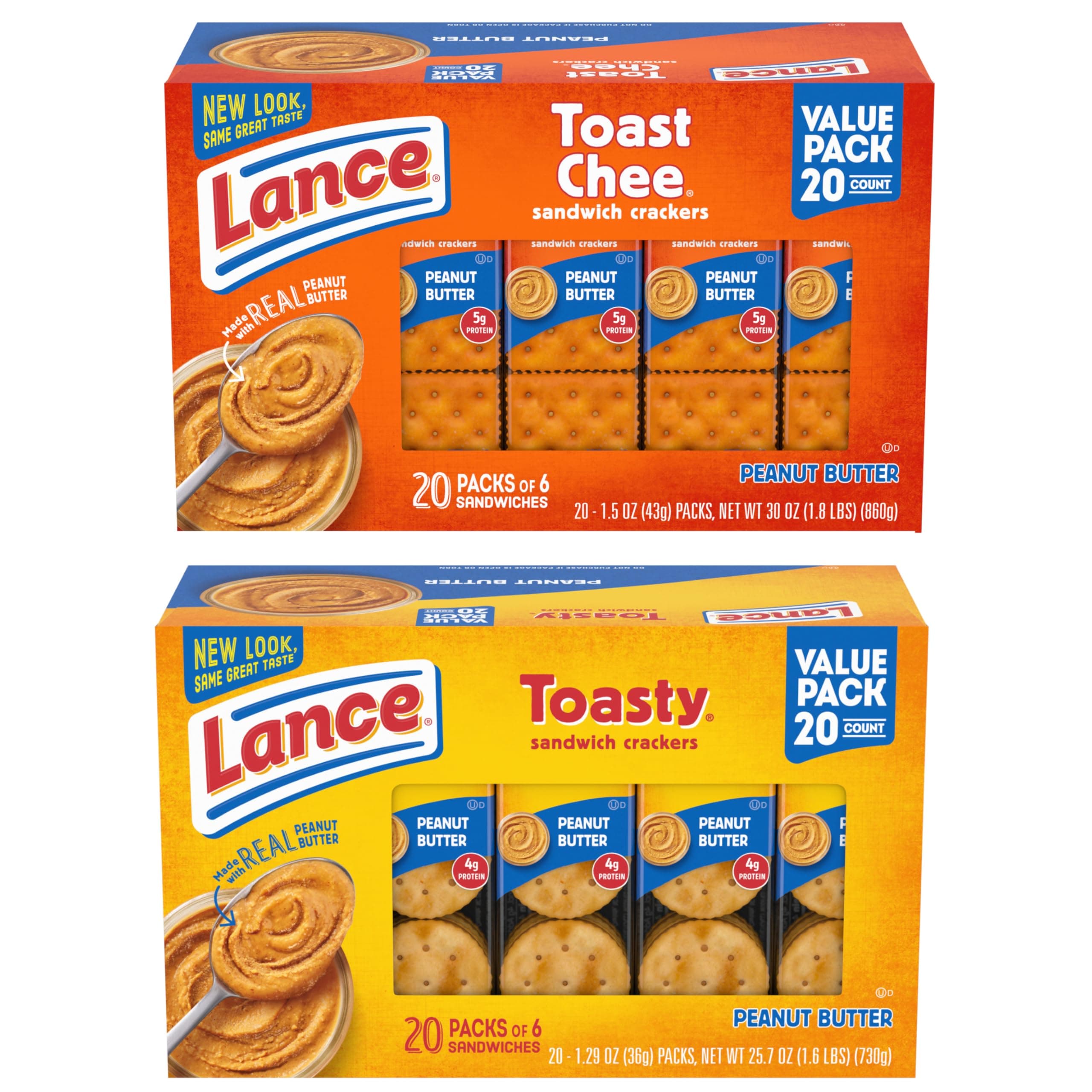 Lance Toasty and Toastchee Assorted Sandwich Crackers, 40 Count