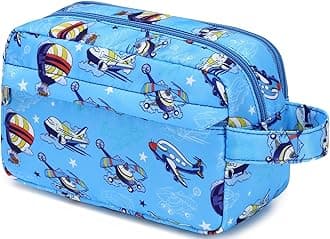 CAMTOP Travel Toiletry Bag for Kids Cute Toiletry Bags for Boys Girls Waterproof for Toiletries Accessories Bathroom Stuff, Airplane-Blue, Toiletry Bag