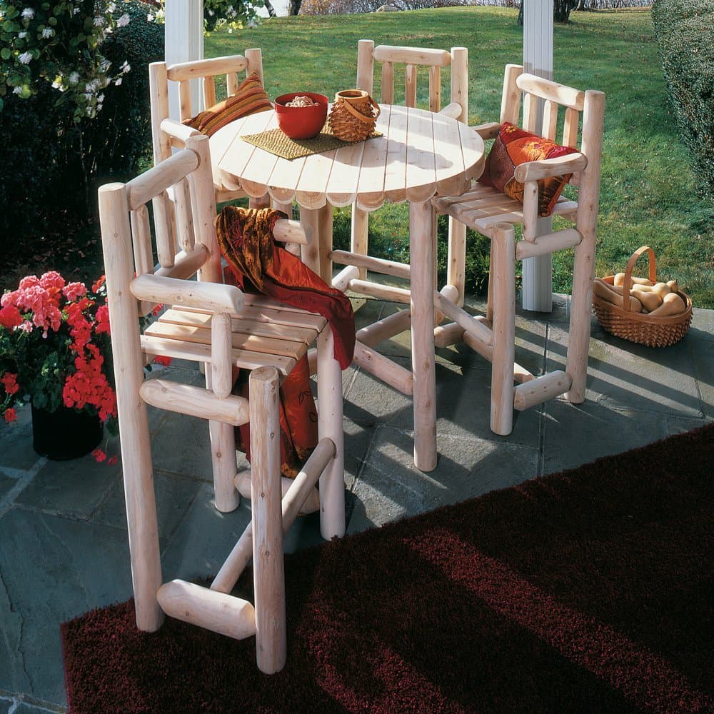 RUSTIC NATURAL CEDAR Furniture 5 Pc. Dining Bistro Set