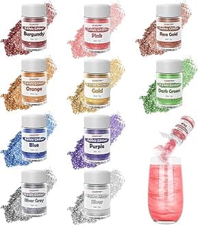 Edible Glitter for Cocktails, 10 Colors Easter Decorations Luster Dust Edible, Food Grade Shimmer Dust, Edible Glitter Powder for Drinks, Easter Eggs, Candy, Baking, Strawberries, Cupcakes, Cookies