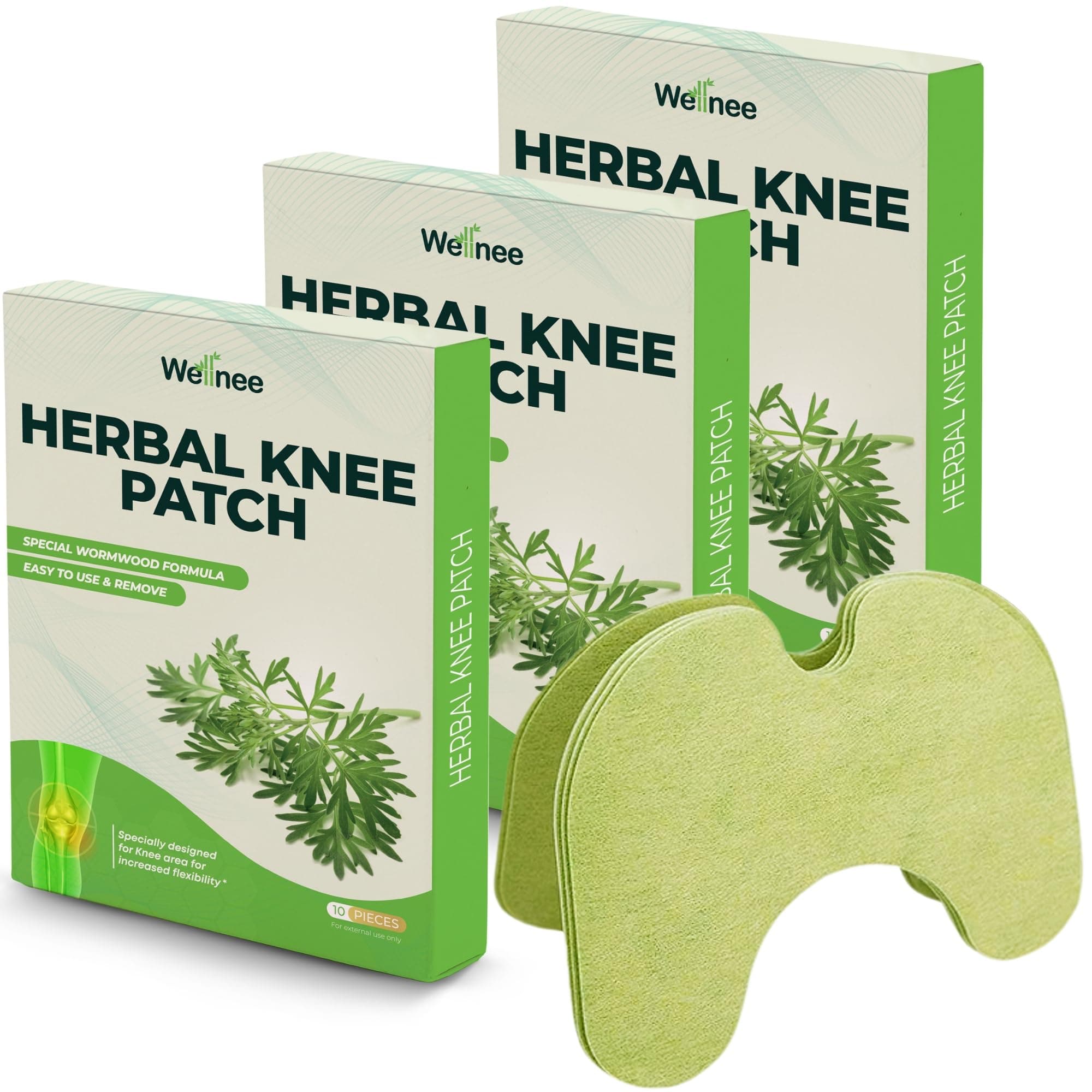 Original Herbal Knee Patch - Wellknee Plaster for Knee Support, Neck and Back - Made with Natural Herbs and Ingredients (30 Pads)