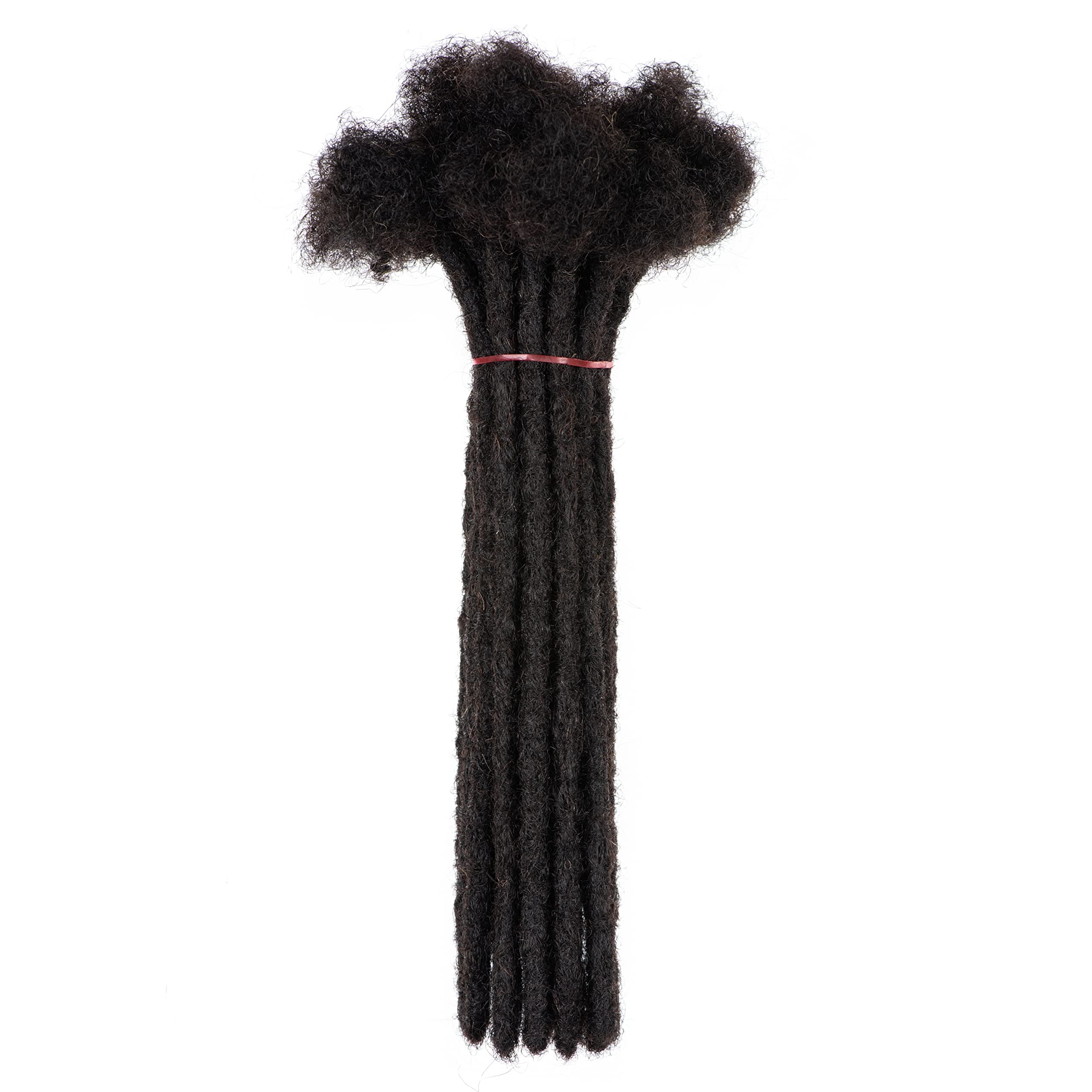 100% Human Hair 0.2cm Dreadlock Extensions 20 Strands per pack Full Handmade Dreadlock Extensions Can be dyed and bleached for Men Women Kids 100% unprocessed natural black (8 Inch)