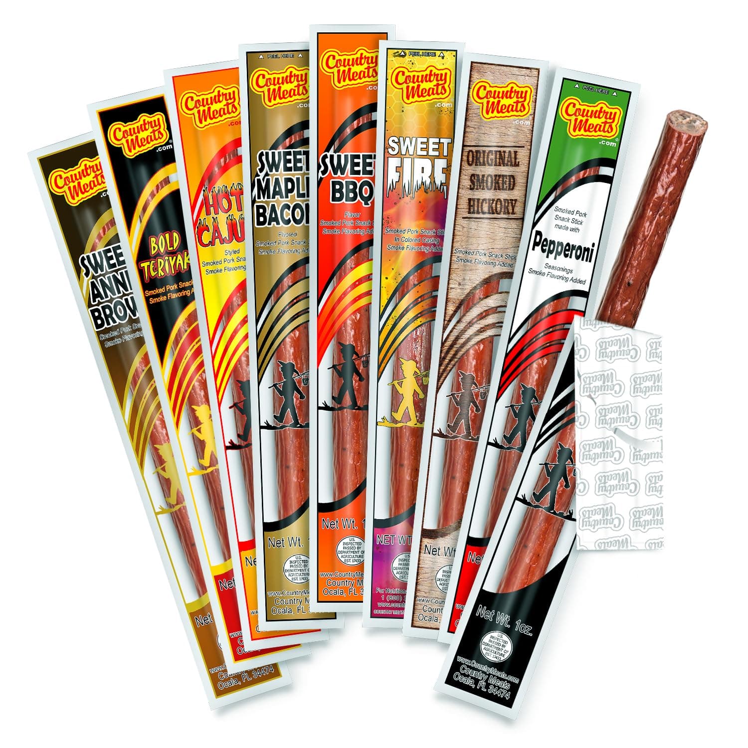 Meat Sticks, 0 Trans Fat, USDA Certified, Good Source of Protein, Carb Conscious Snack (9 Meat Sticks, Variety Pack)