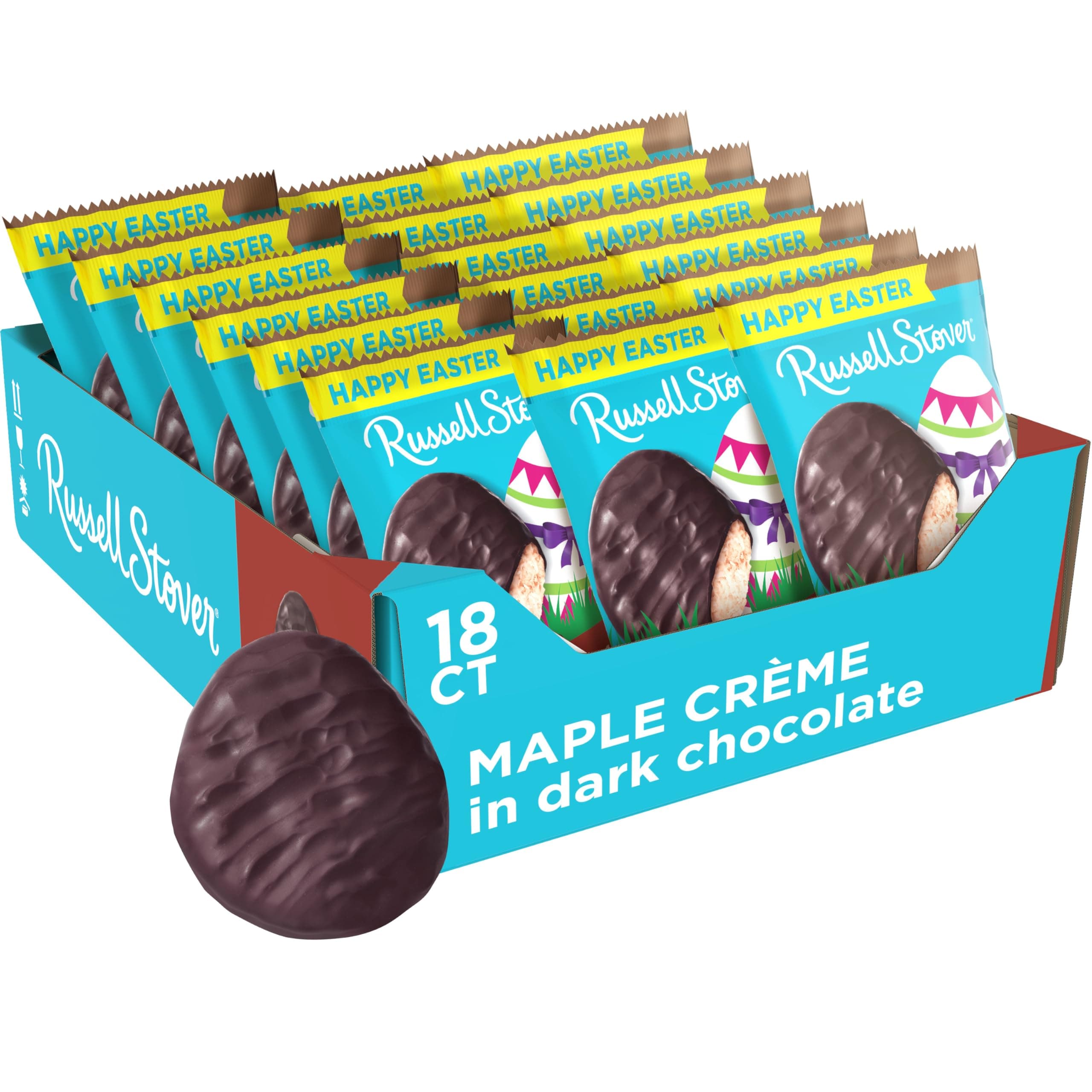 Russell Stover Easter Maple Dark Cream Chocolate Easter Egg, 1.3 oz each (Pack of 18)