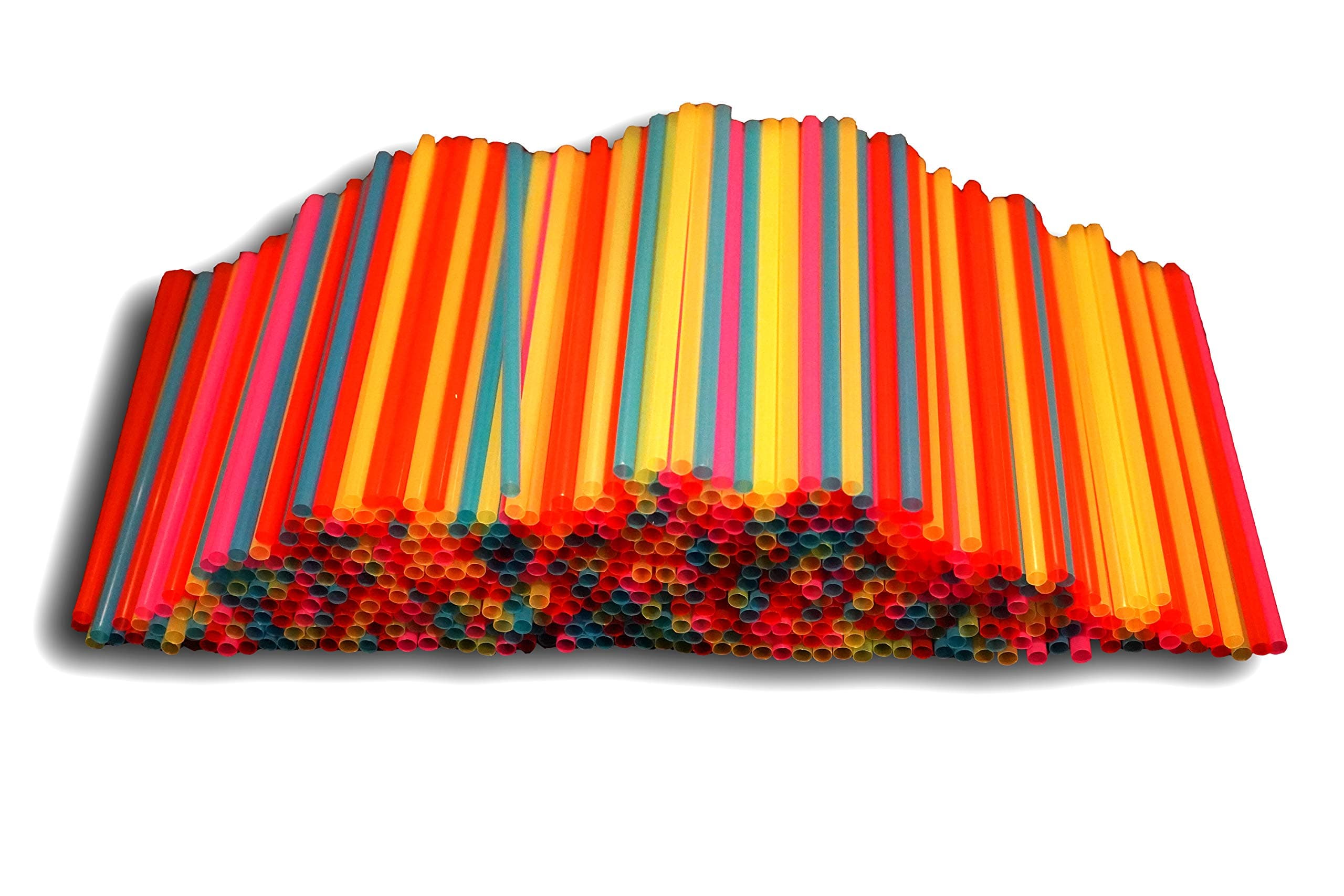 Sonrise 500 Regular Neon Plastic Straws 7 3/4" x 1/4" (500)