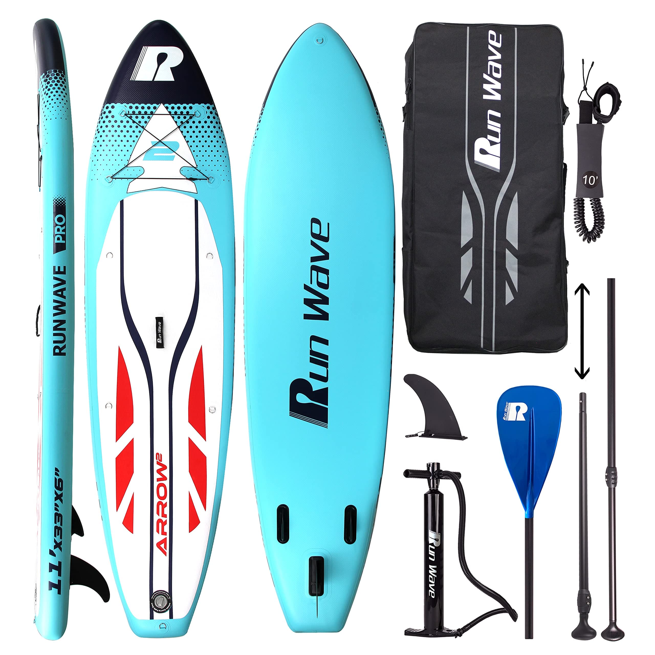Runwave Inflatable Stand Up Paddle Board Non-Slip Deck with Premium SUP Accessories | Wide Stance, Bottom Fins for Surfing Control | Youth Adults Beginner