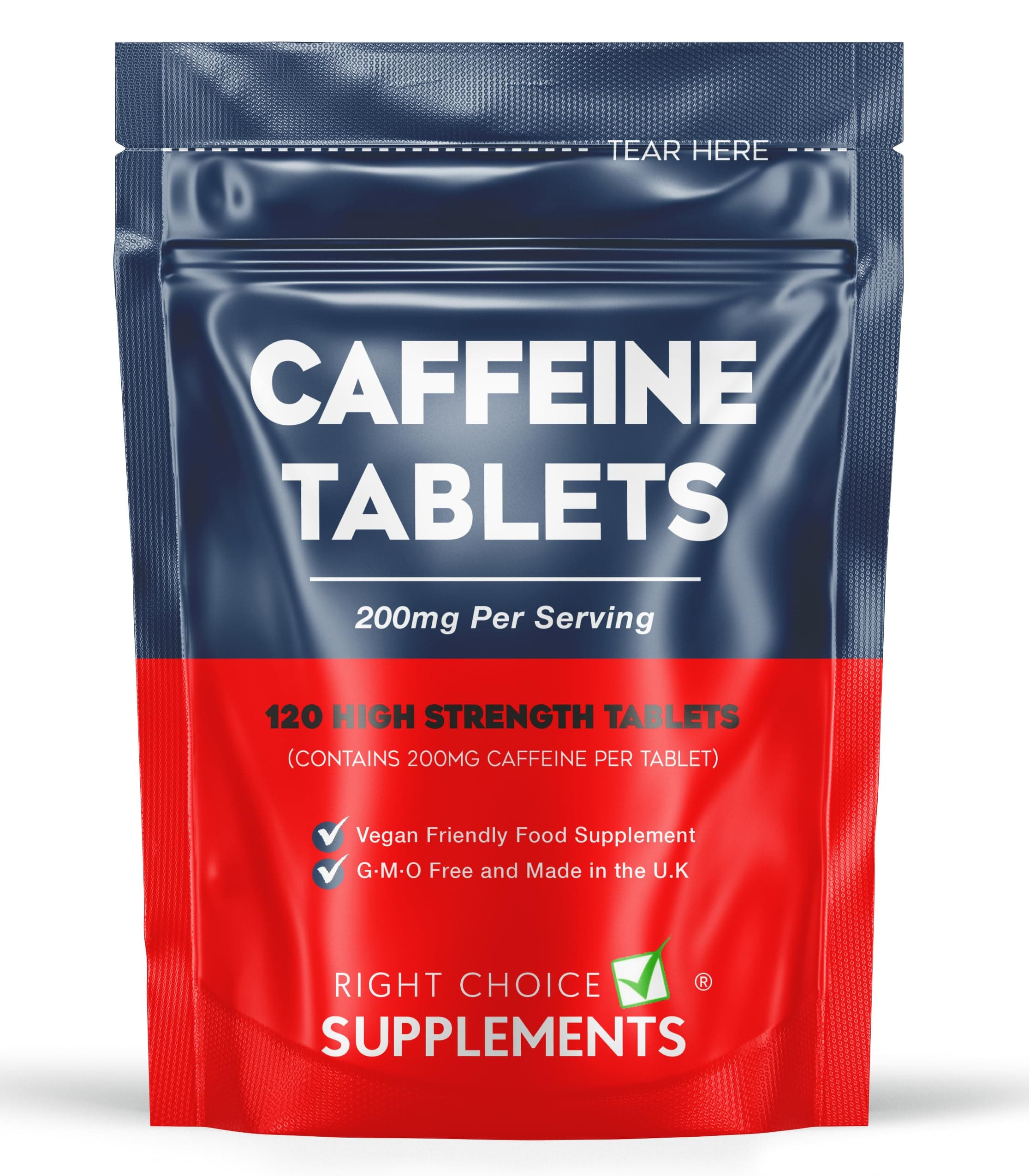Caffeine 200mg 120 Tablets | Energy Boost & Exercise Support Pre Workout | Improve Focus & Alertness | Vegan UK Made | GMP Approved