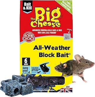 The Big Cheese All-Weather Bait Block - 6 x 10g, Kills Mice and Rats, Pest Control Product - Rat Killer For Mouse Traps, Damp-Proof, Weather-Resistant - Super Strength Rat Poisoning, Pet Safe