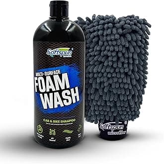 SOFTSPUN Microfiber 1Ltr Car & Bike pH Neutral Premium Liquid Shampoo+1700gsm 1pc Double Side Glove Grey Combo | Extra Suds, Removes Tough Dirt & Grime | Works with Bucket & Foam Cannon