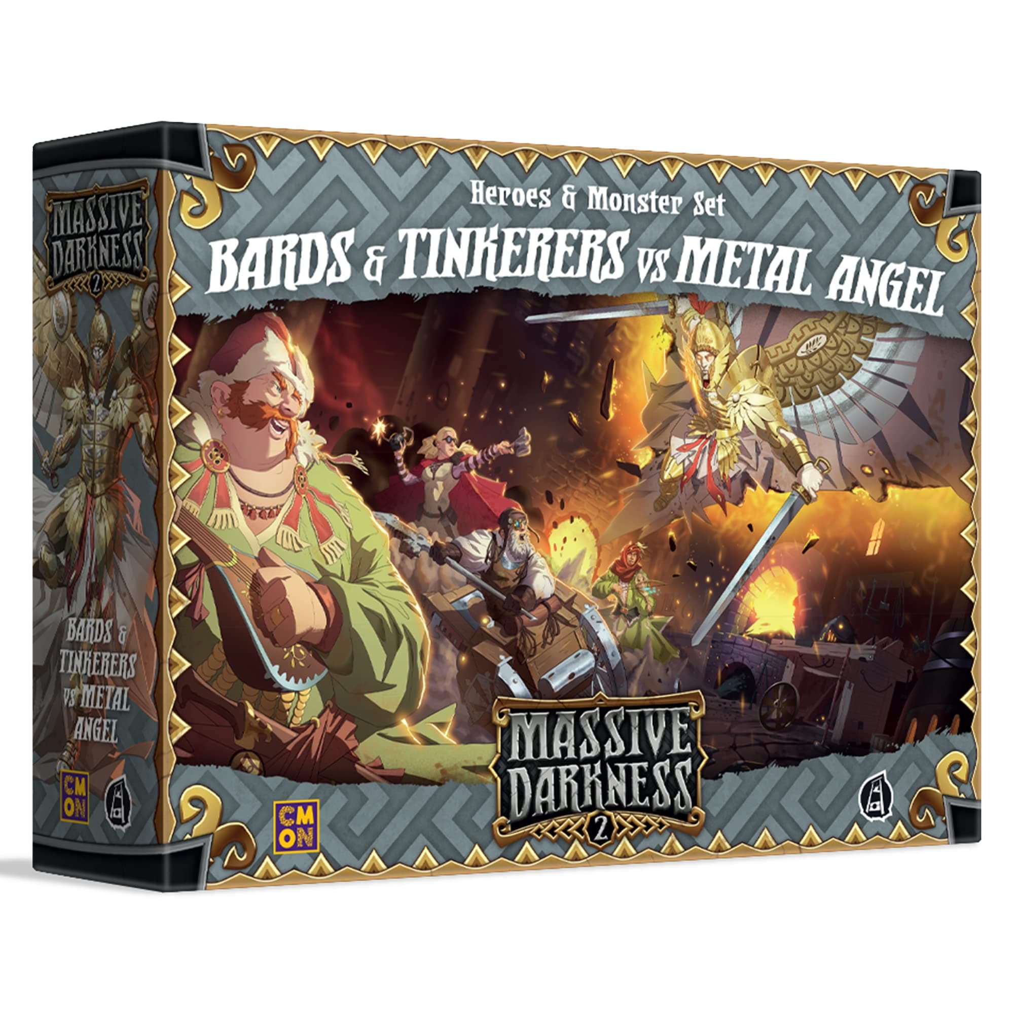 Massive Darkness 2: Hellscape - Heroes & Monster Set - Bards & Tinkerers vs Metal Angel, One Size