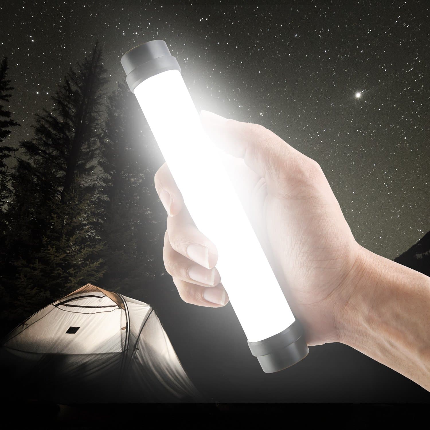 UYLED Camping Light, 200lm Dimmable Bright Portable Camping Lantern with Flashing Light, 5 Modes 100 Hours Battery Life Black