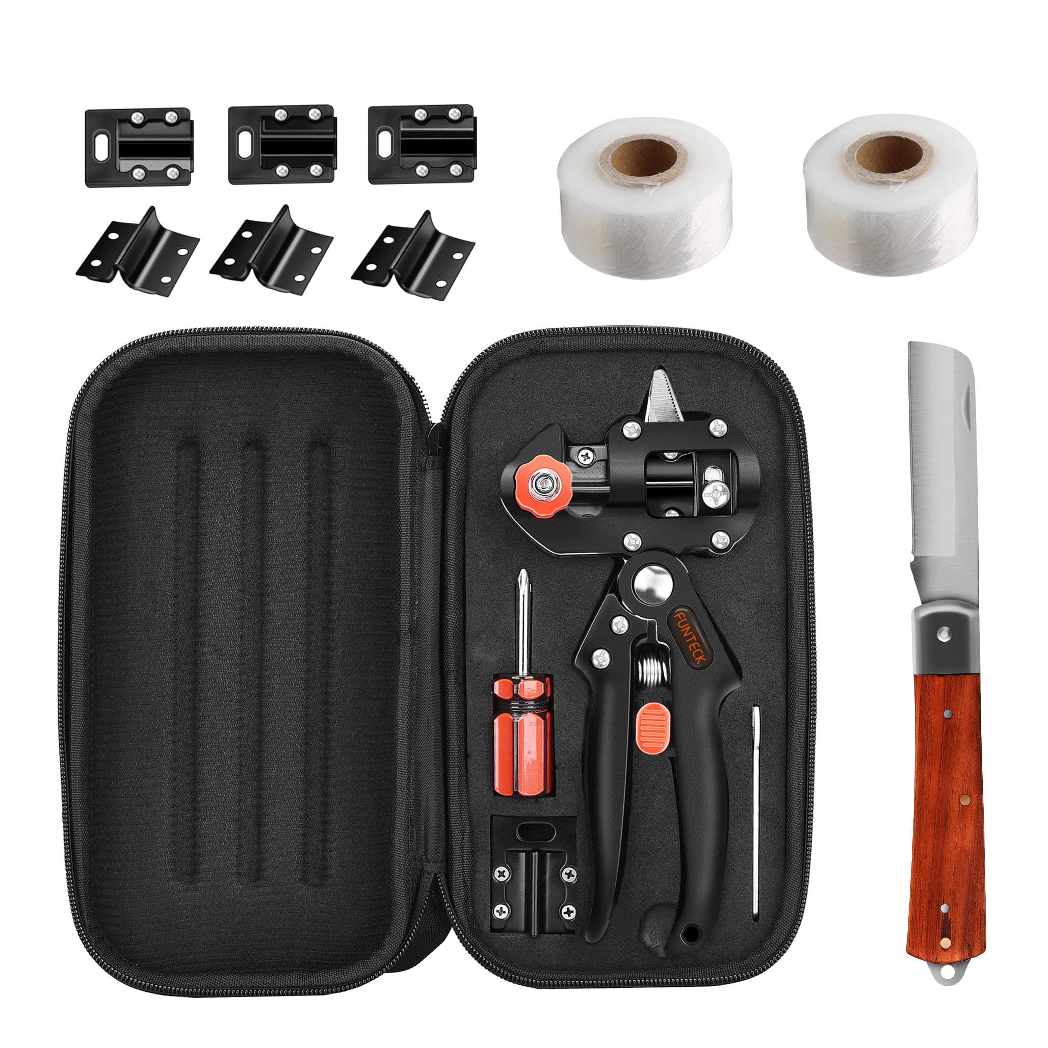2-in-1 Grafting Tools Pruner Kit, V-Graft Omega-Graft and U-Graft, Perfect for Fruit Tree Grafting, Including Grafting Tapes, Grafting Knife & Replacement Blades