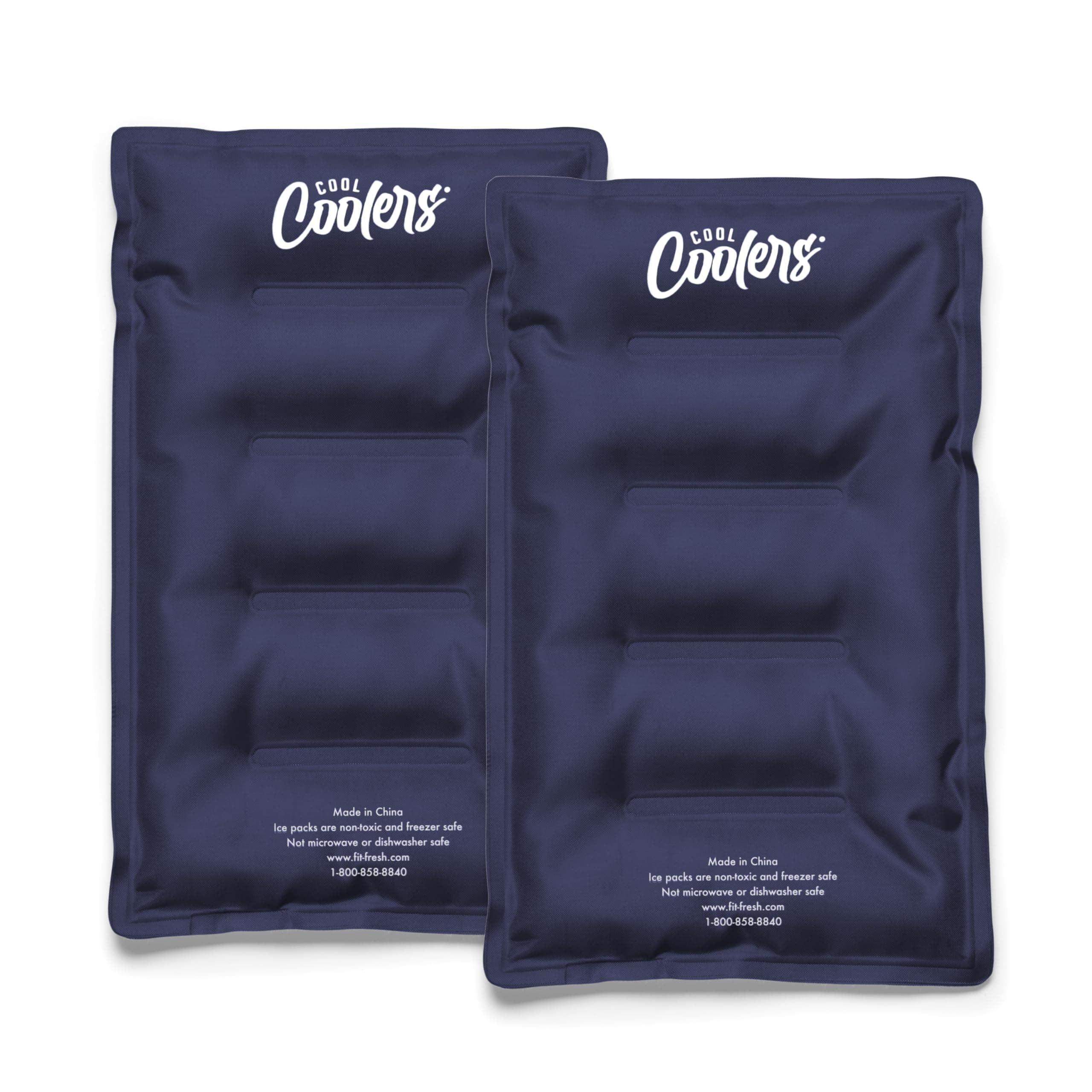 Cool Coolers 2 Pack Soft Ice Packs for Cooler, Flexible Stretch Nylon, Lunch Box Ice Packs, Ice Packs for Lunch Boxes, Large Reusable Freezer Packs, by Fit & Fresh, Navy Blue