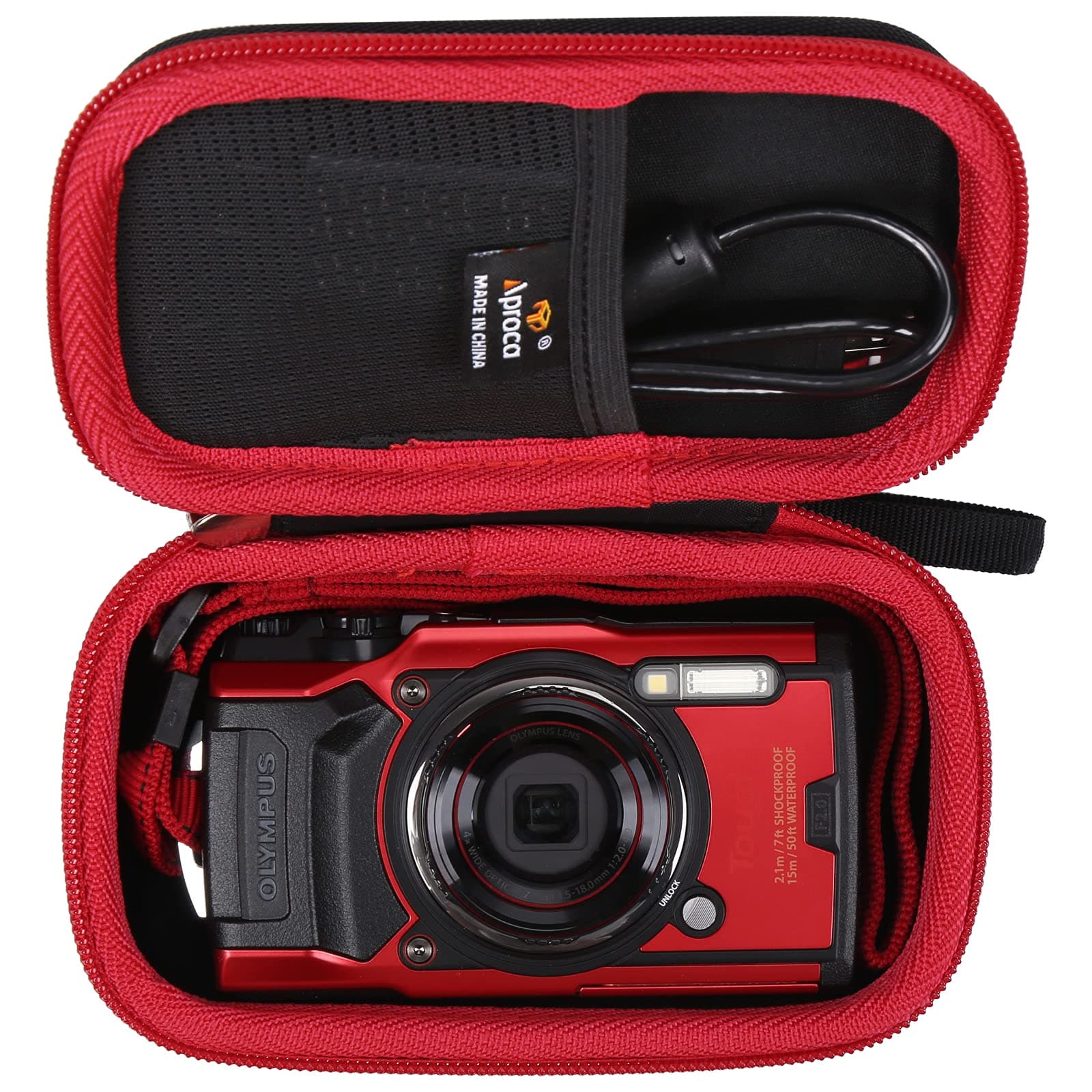 Aproca Camera Case Compatible with OM SYSTEM Olympus Tough TG-7 / TG-6 Digital Camera, Portable Storage Bag for Camera and Accessories (Case Only)