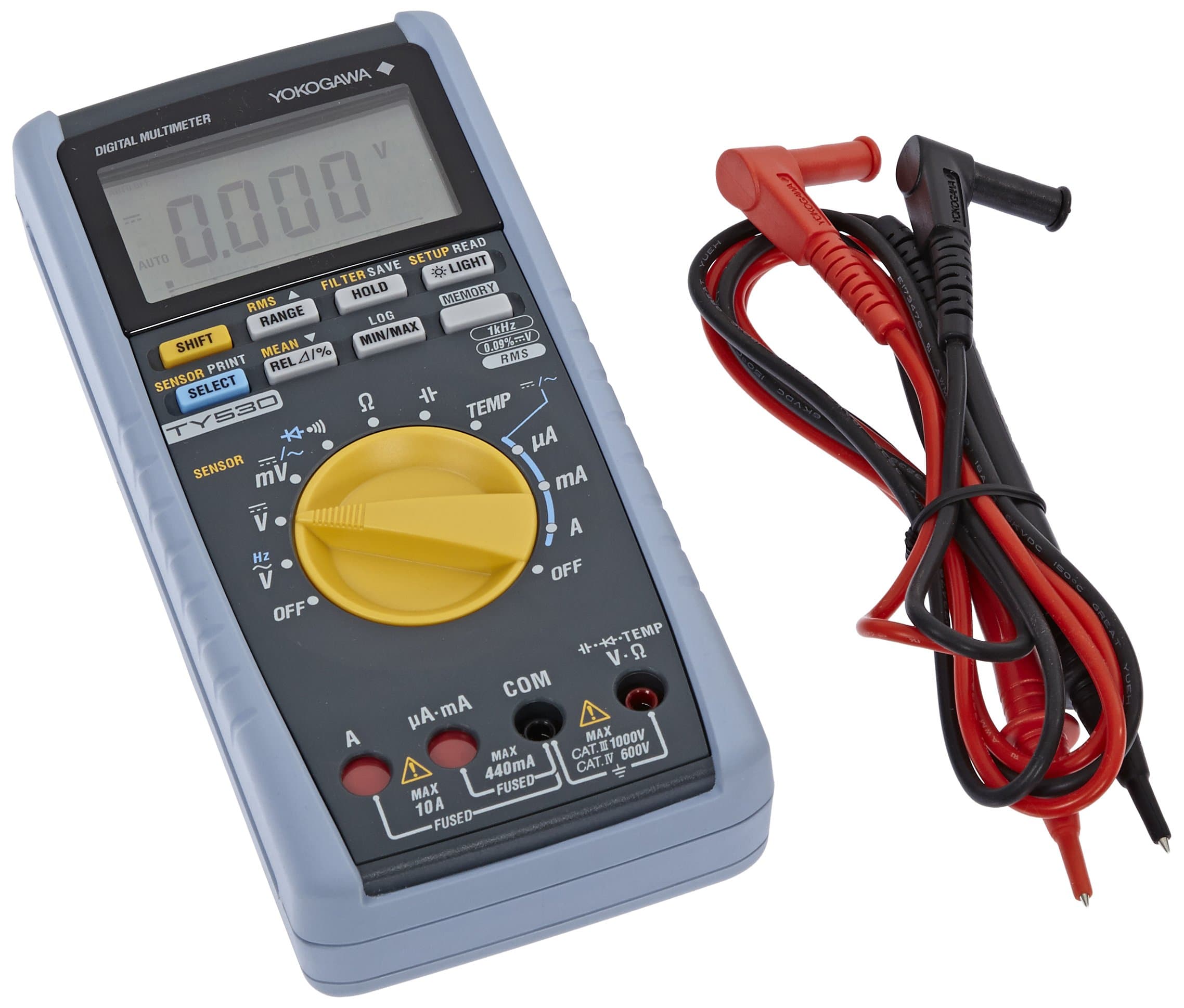 TY530 Digital Multimeter, 3.5 Digit, 6000 Count Dual Display, +/-1-0.09%, Bandwidth 20kHz with Logging-mode Memory for 1600 data
