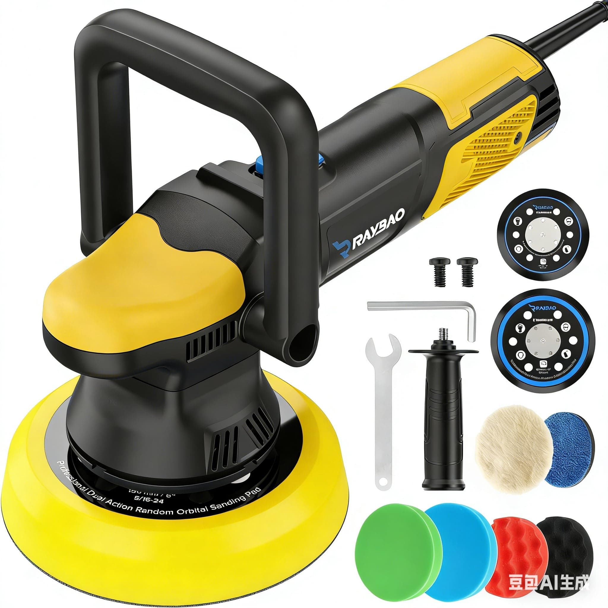 Mini Polisher, 12V Cordless Mini Polisher with 2/1.5 inch Backing Plate, Works as DA & RO Car Polisher, 53 Accessories, 6 Speeds Variable Mini Buffer Polisher for Car Detailing, Polishing