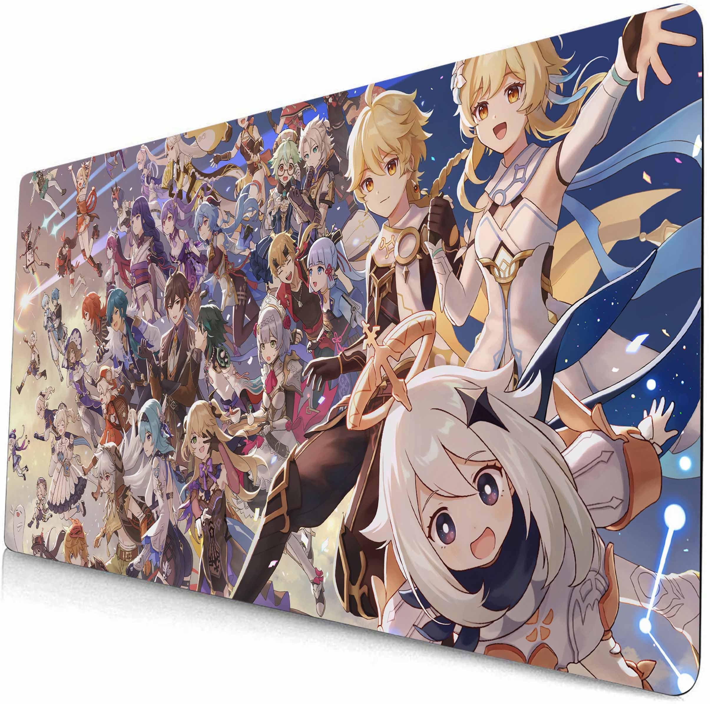 Anime Mouse pad Gaming Mouse pad Compatible Genshin Mouse pad Large Mouse Pad Stitched Edge Mousepad Non Slip Rubber Base (style1,90×40cm)