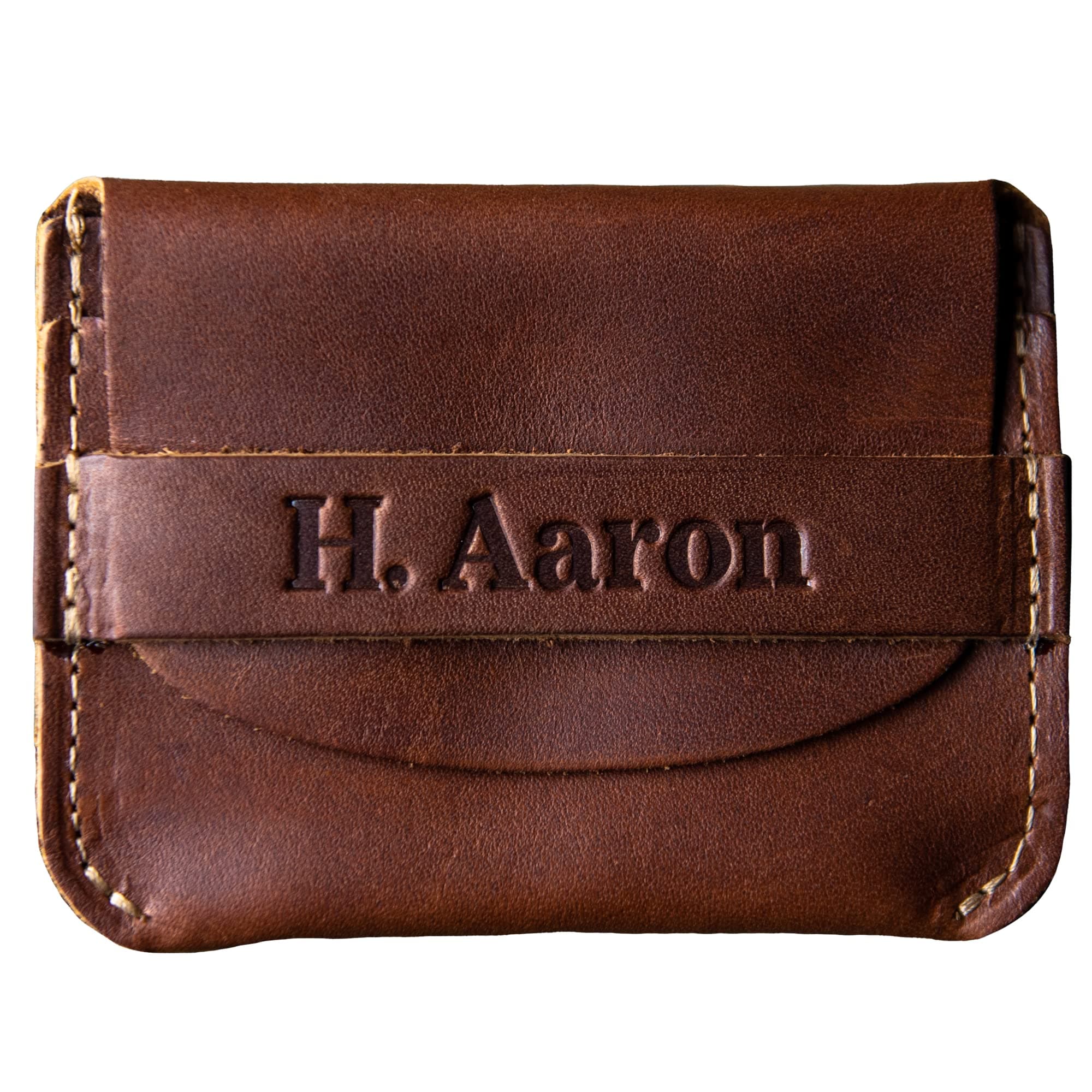 Holtz Leather Co.No. 3 Babe Ruth – Personalized Fine Leather Front Pocket Wallet (Brown, Add Signature)