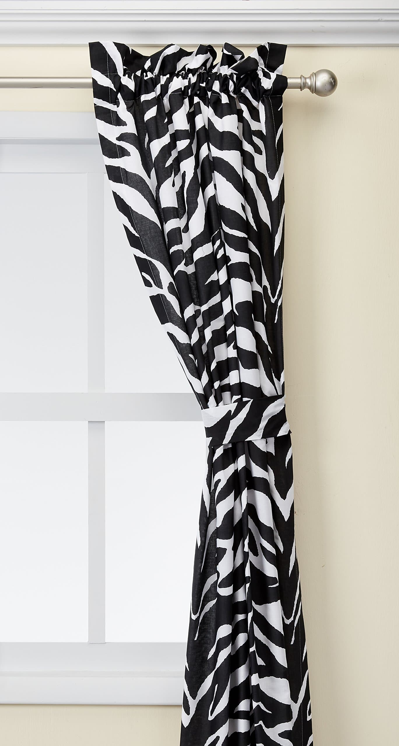Zebra Print Window Panel Curtains, Set of 2
