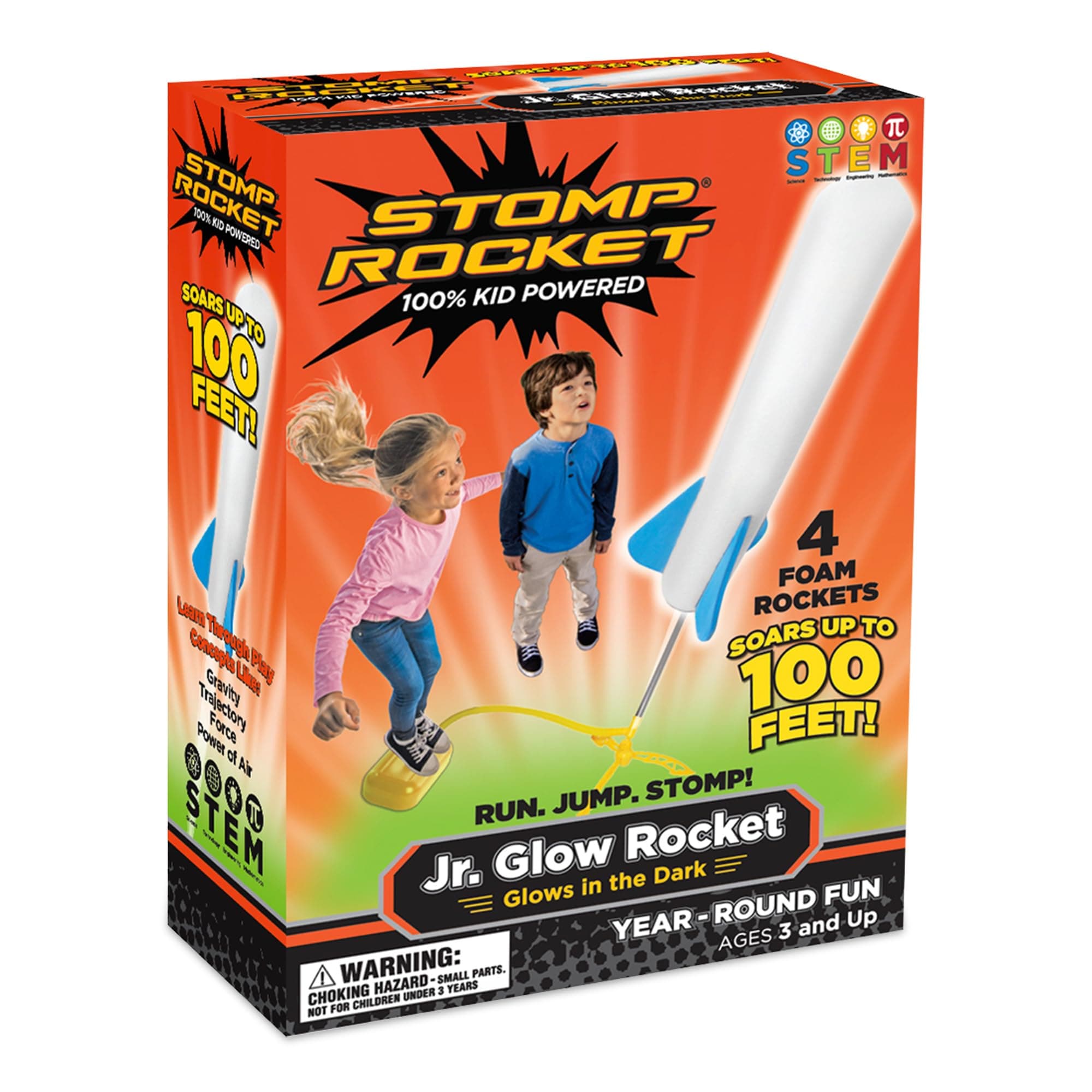The Original Jr. Glow Rocket Launcher, 4 Foam Rockets and Toy Air Rocket Launcher - STEM Gift for Boys and Girls Ages 3 Years and Up - Great for Year Round Play Twin 20005