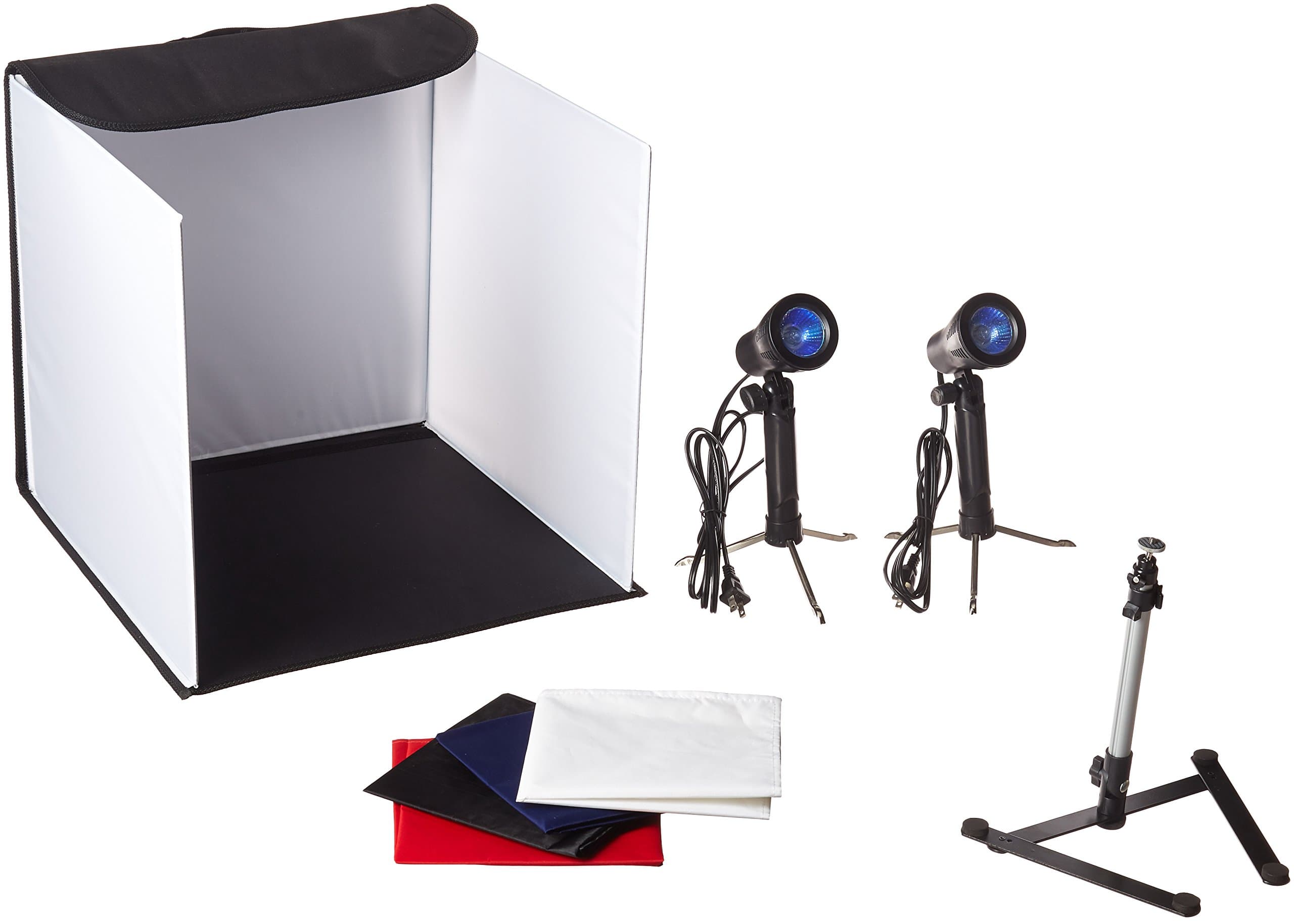 KAEZI 16" Photo Studio Tent in a Box Light Cube - 1 Tent, 2 Light Set, 1 Stand, 1 Case