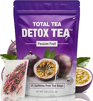 Total Tea SIimming Detox Tea Caffeine Free - 25 Day Detox - Herbal Tea with Chamomile, Hibiscus Tea & Ginger Root for Colon Cleanse – Natural Passion Fruit Tea