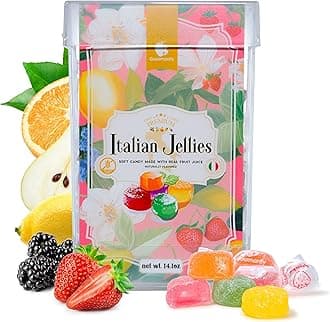 Italian Jelly Fruit Candy With Real Fruit Juice, Soft Bite Authentic Italian Candy, Individually Wrapped Gourmet Candy, In a Giftable 14.1oz Box