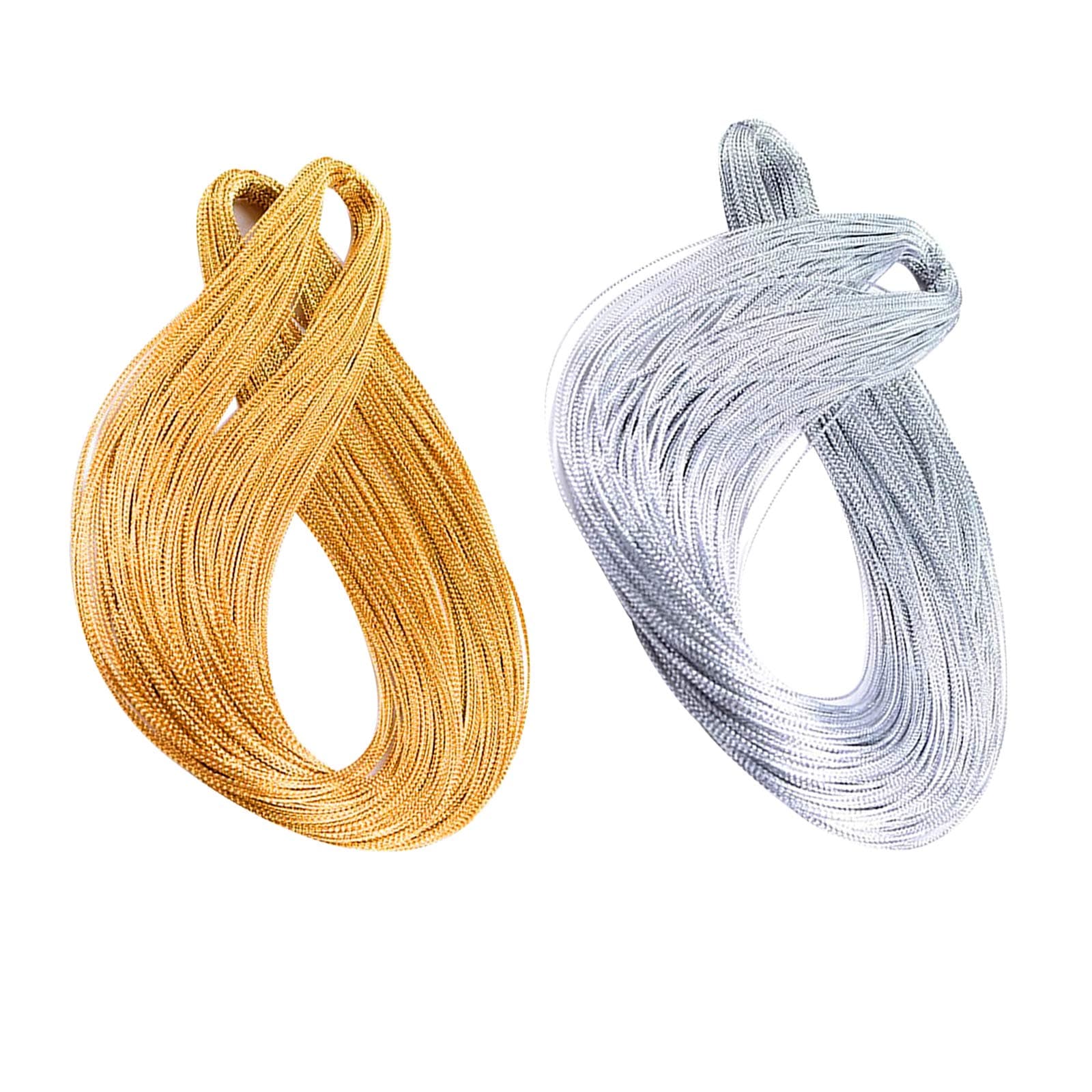 200 Meters Gold Silver Twine String Thread Jewelry Thread Bauble String Gold Metallic String Metallic Elastic Cords Tinsel String Craft Making Cord For Braids Christmas Paking Gift Wrapping Hanging