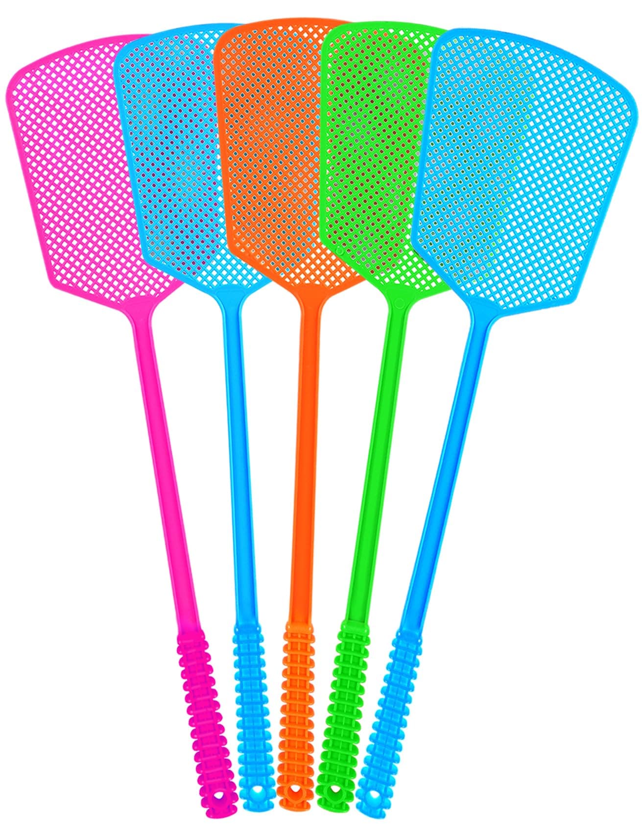 Fly Swatter,5 Pack Plastic Heavy Duty Manual Fly Killer, Long Handle Flyswatter, Large Bug Swatters that Work for Indoor and Outdoor