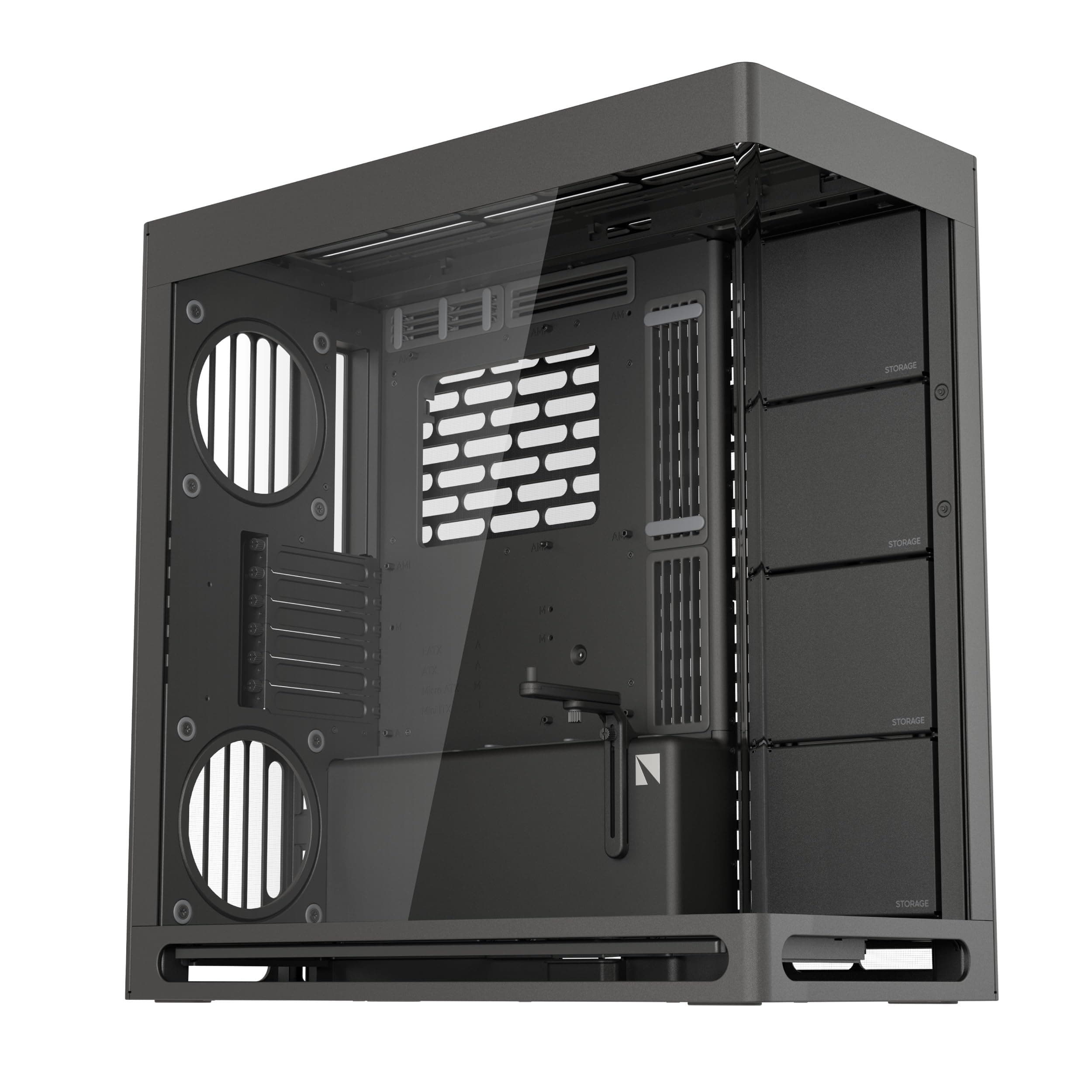 HS 420 Dual-Chamber Mid Tower PC Case ATX Black | Hybrid Design, 11x 140mm Fan Slots & 3X 420mm Radiator Support, SimpliCable Cable Management, Tempered Glass, PWM Fan Hub